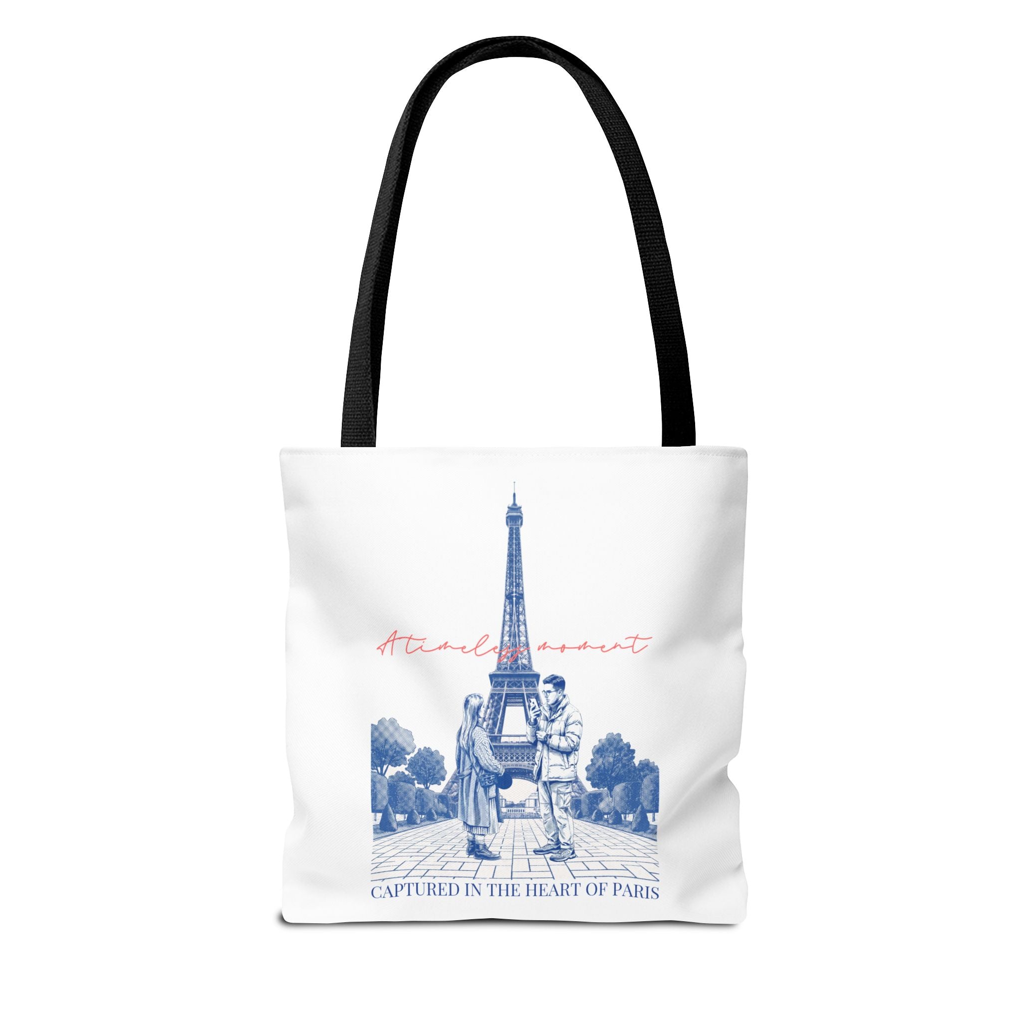 Paris Travel Tote Bag | Vintage Eiffel Tower Couple Canvas Bag
