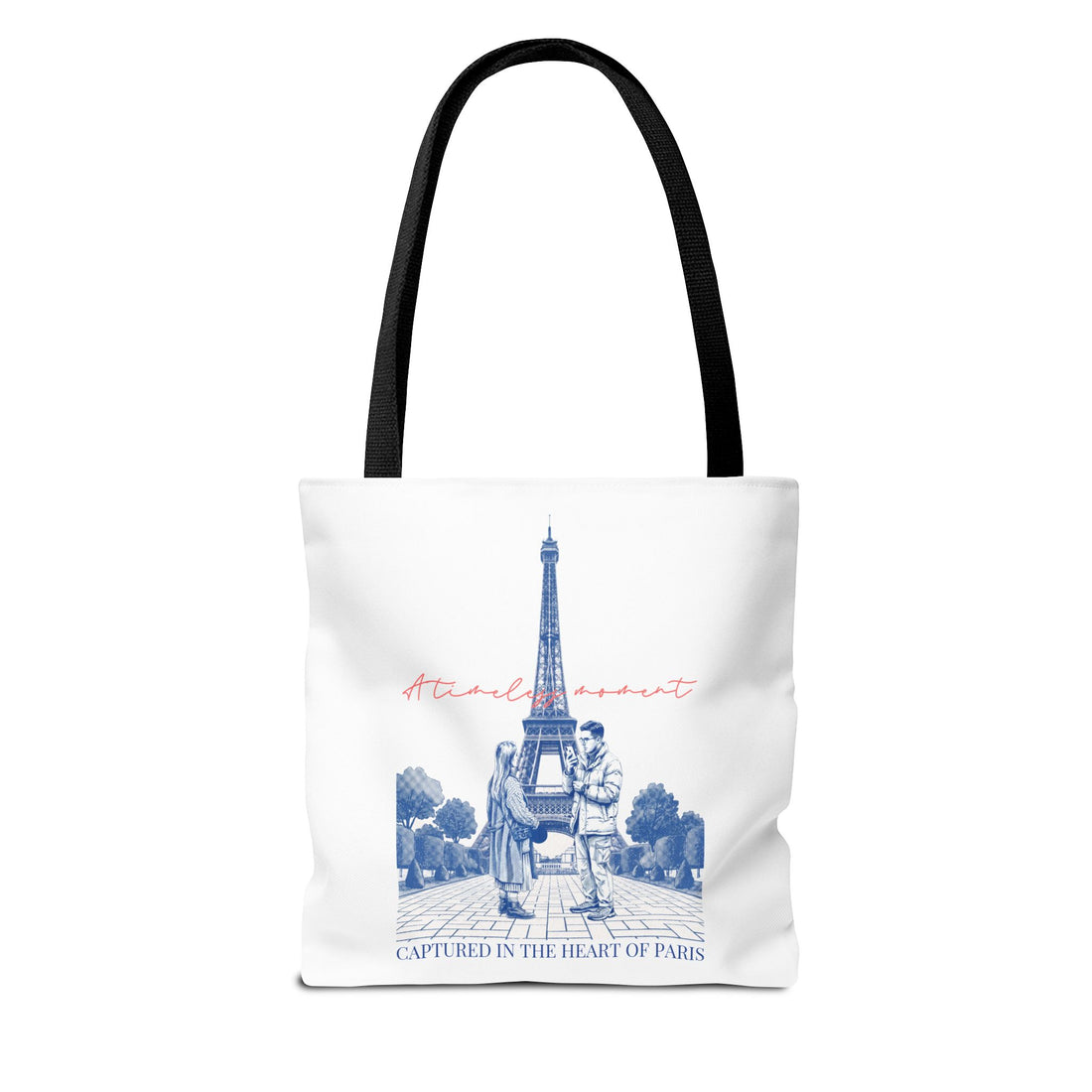 Paris Travel Tote Bag | Vintage Eiffel Tower Couple Canvas Bag