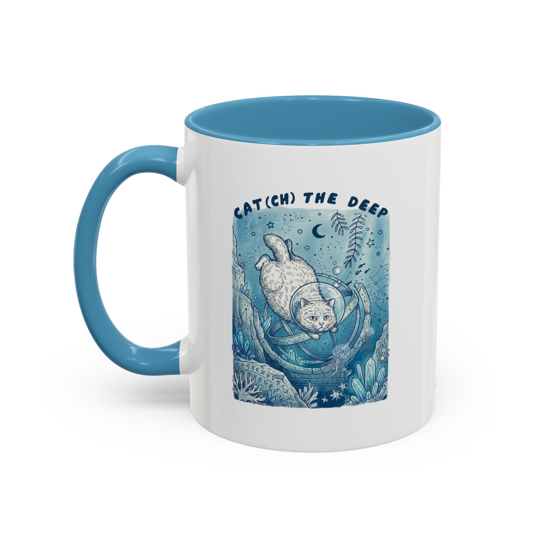 Cat's Deep Ocean Adventure Mug - Underwater Cat Lover Coffee Cup