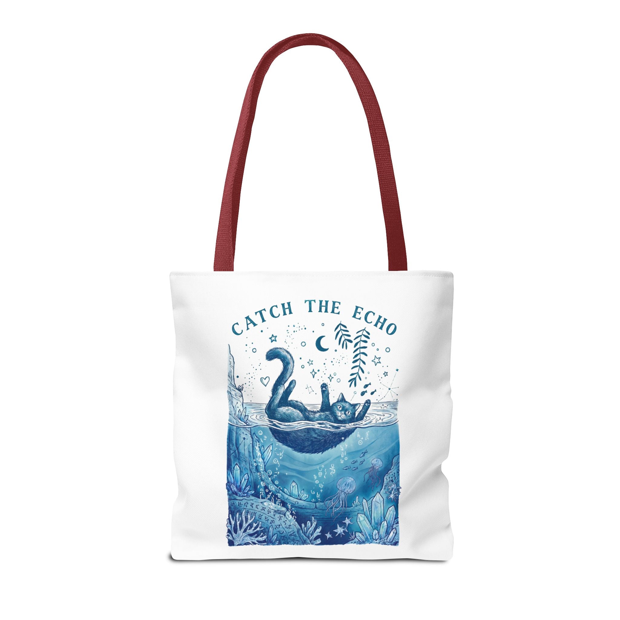 Cat Ocean Adventure Tote Bag | Vintage Underwater Graphic Canvas Bag