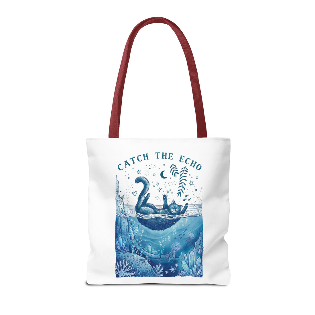 Cat Ocean Adventure Tote Bag | Vintage Underwater Graphic Canvas Bag