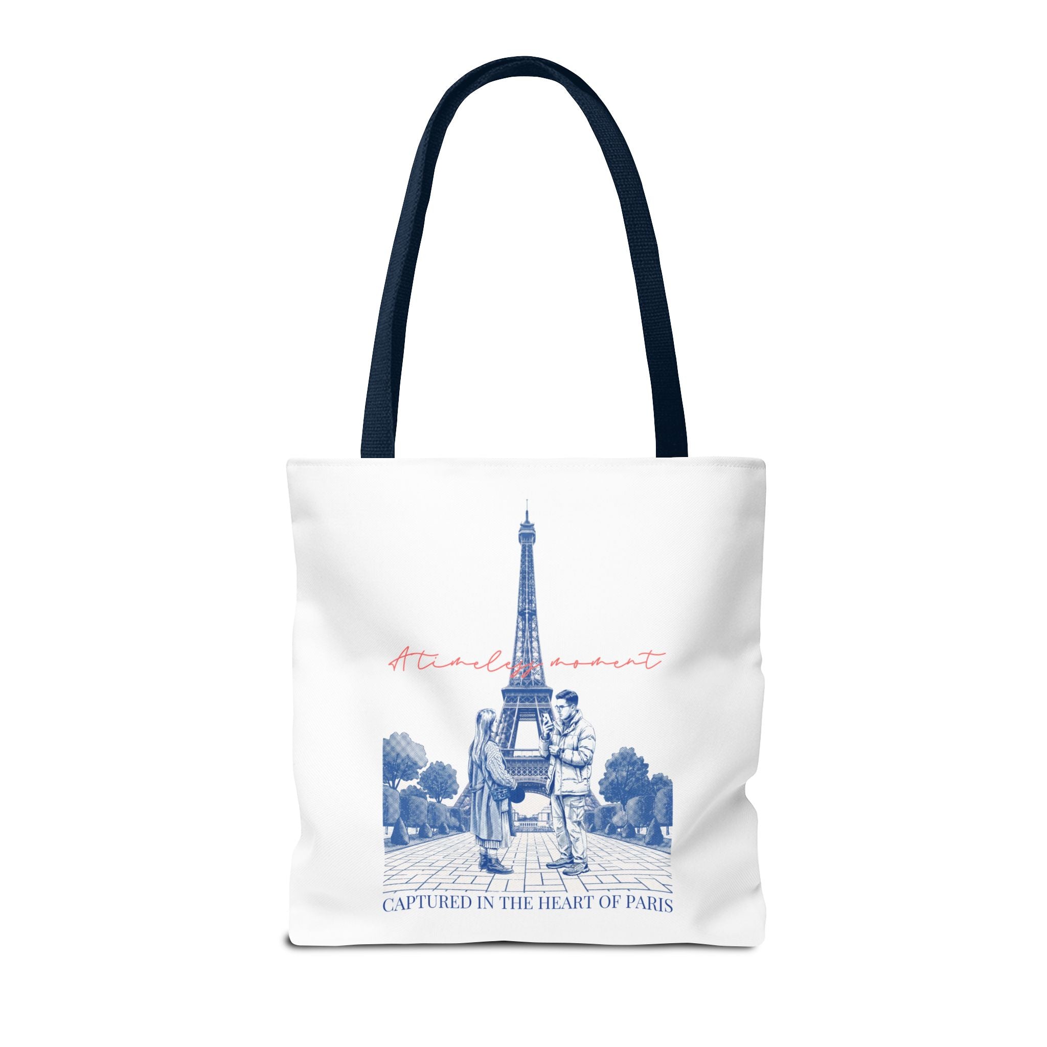 Paris Travel Tote Bag | Vintage Eiffel Tower Couple Canvas Bag
