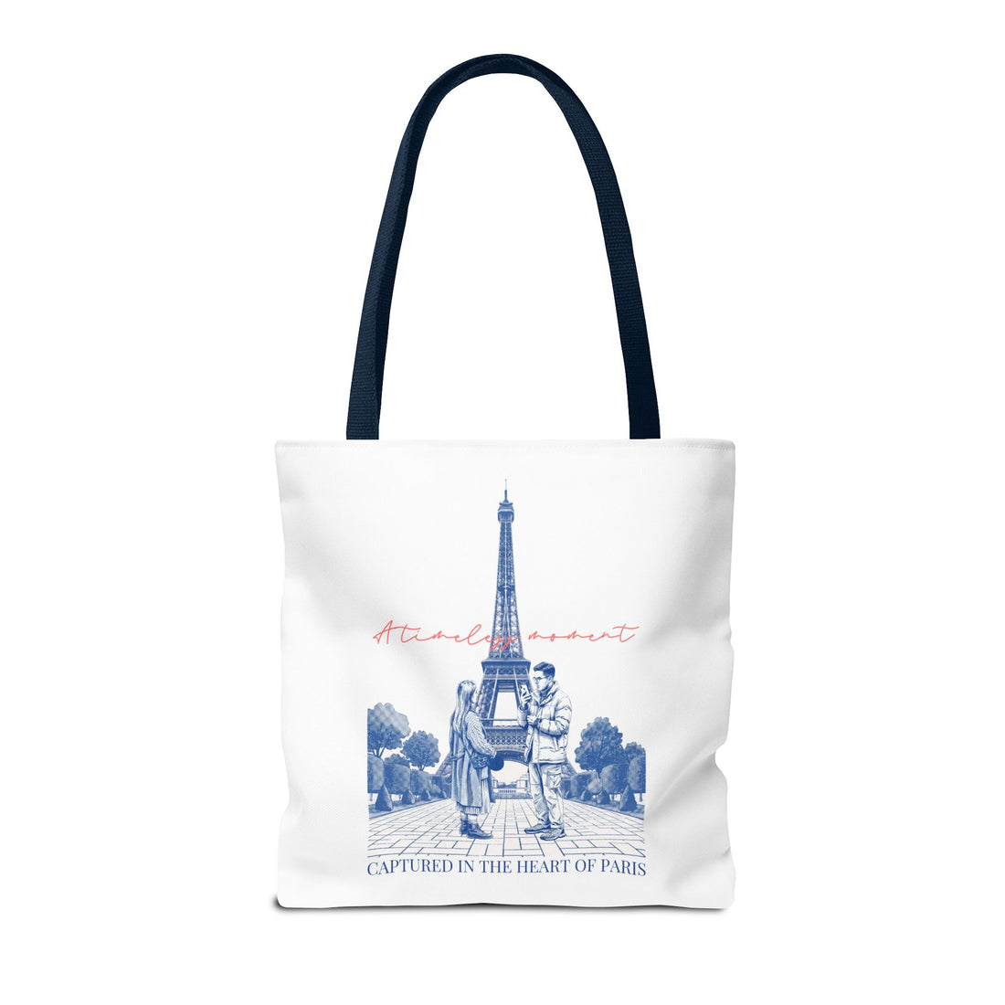 Paris Travel Tote Bag | Vintage Eiffel Tower Couple Canvas Bag