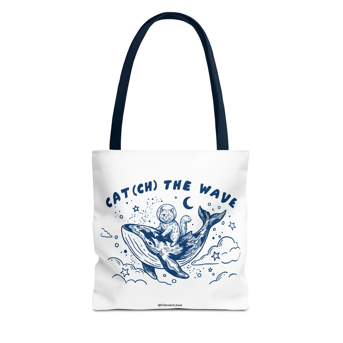 Cat Whale Adventure Tote Bag | Vintage Ocean Graphic Canvas Bag