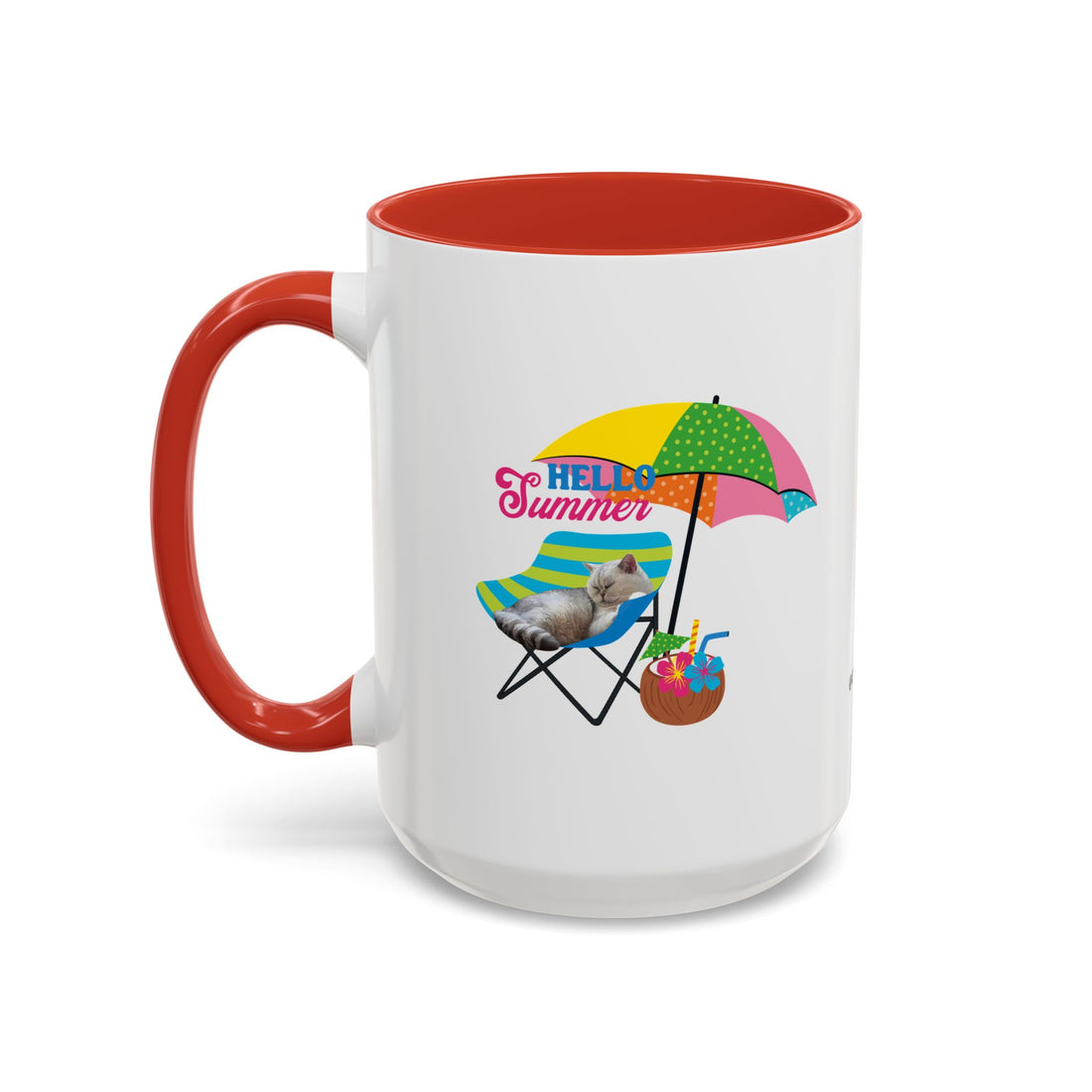 Personalized Summer Cat Mug | Custom Pet Portrait Coffee Cup