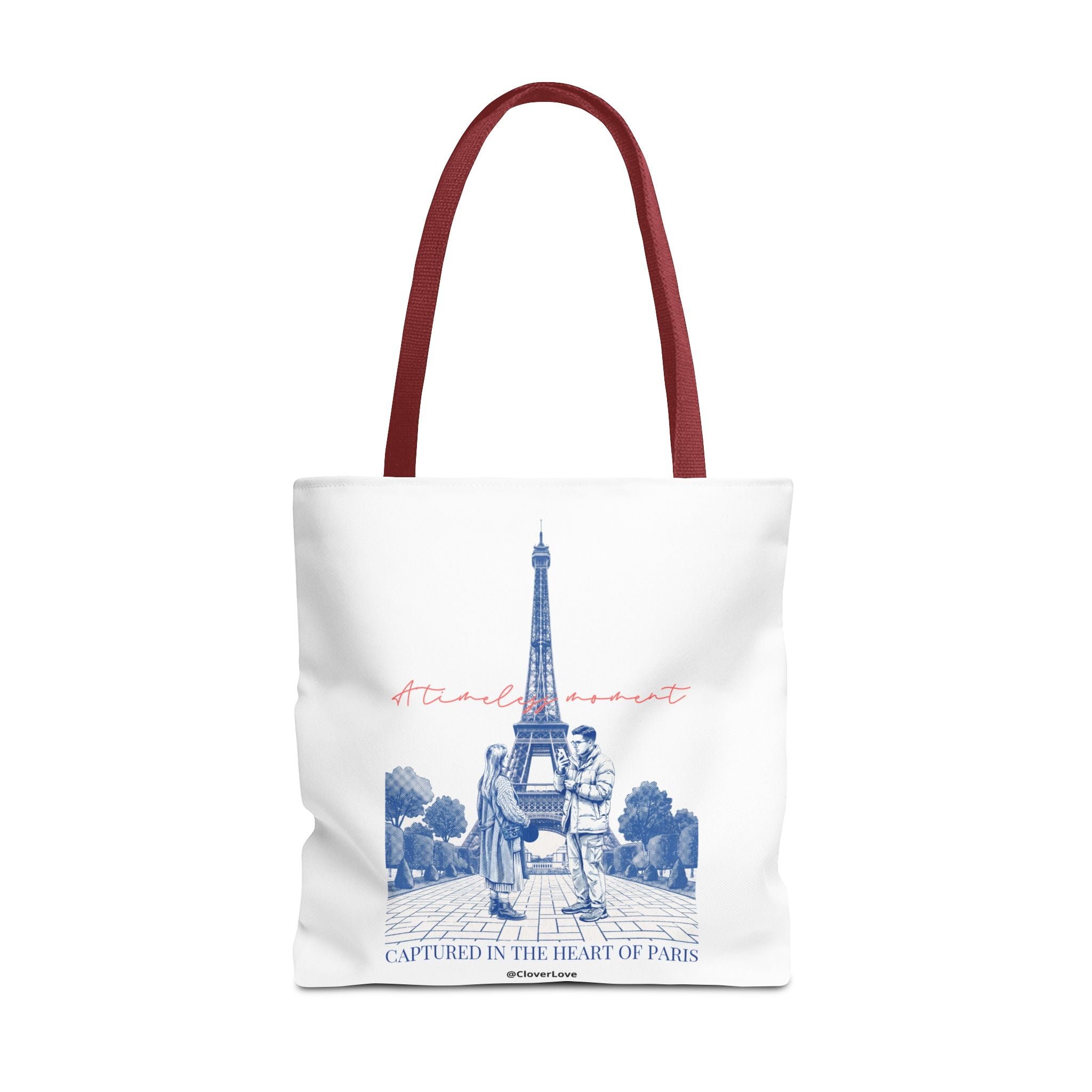Paris Travel Tote Bag | Vintage Eiffel Tower Couple Canvas Bag