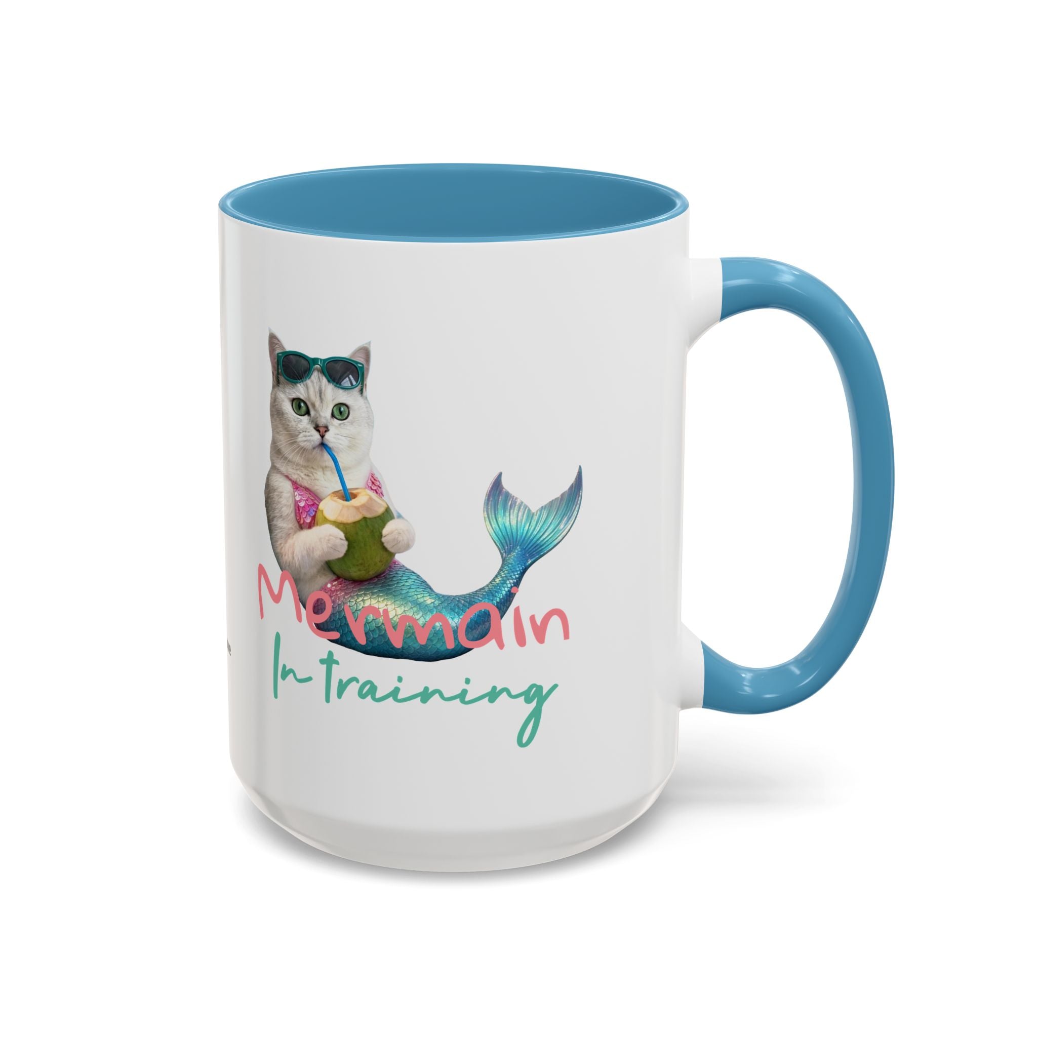 Mermaid Cat Summer Mug | Personalized Cat Coffee Cup With Custom Text
