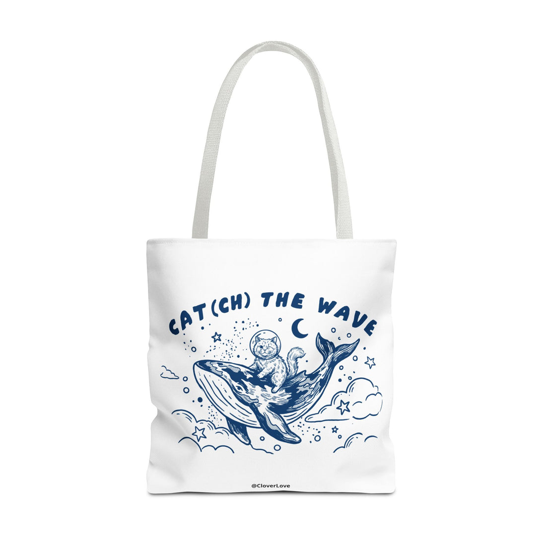Cat Whale Adventure Tote Bag | Vintage Ocean Graphic Canvas Bag