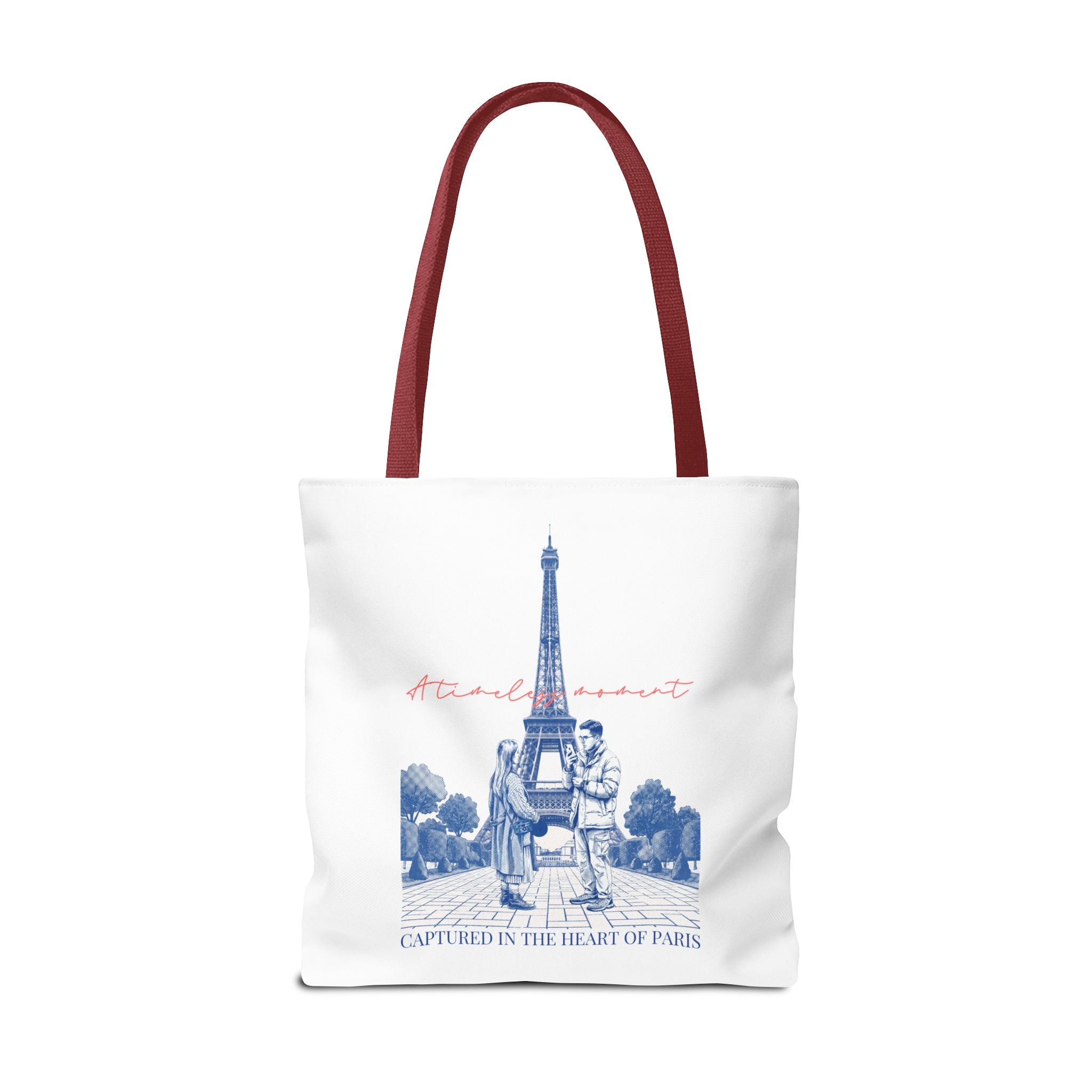 Paris Travel Tote Bag | Vintage Eiffel Tower Couple Canvas Bag