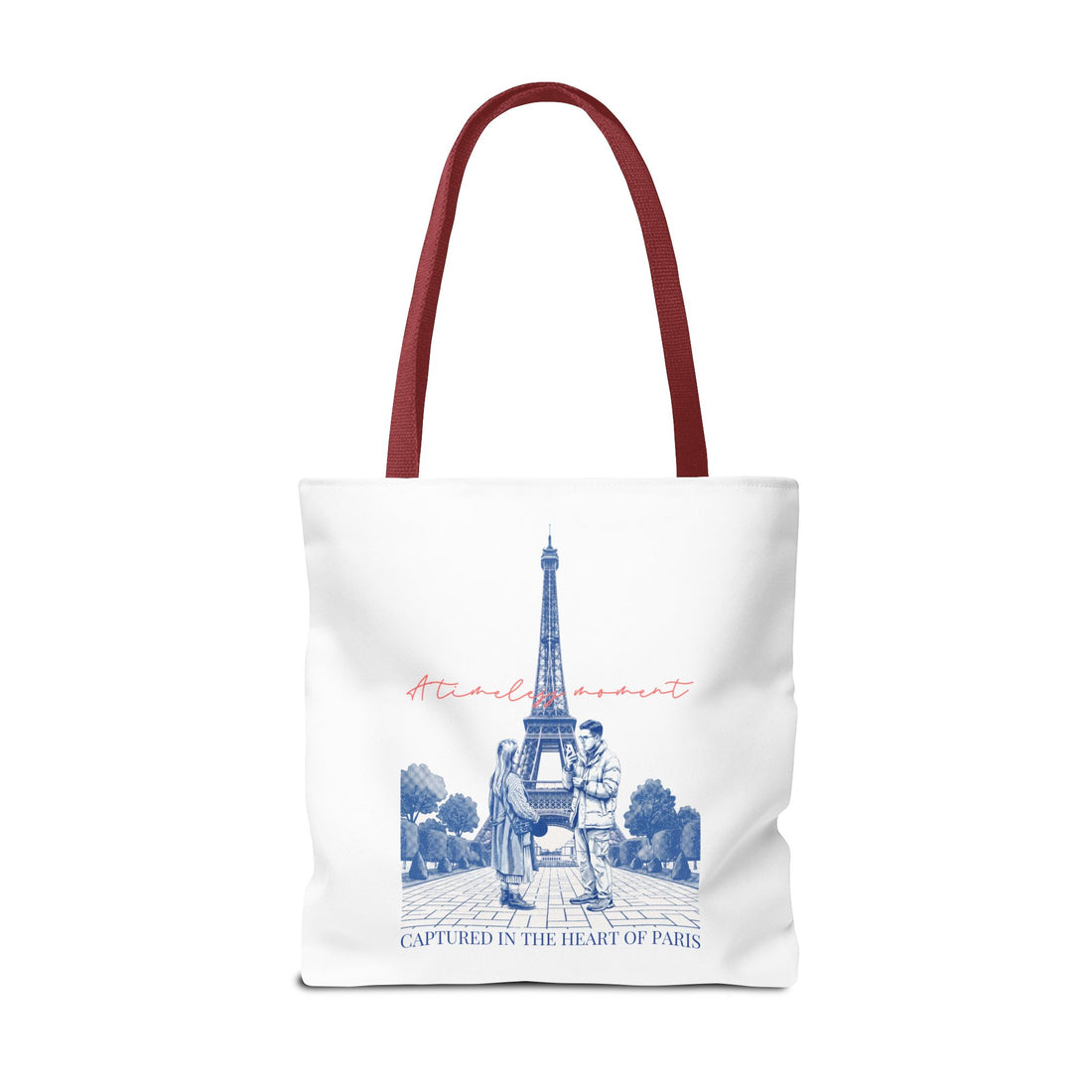 Paris Travel Tote Bag | Vintage Eiffel Tower Couple Canvas Bag