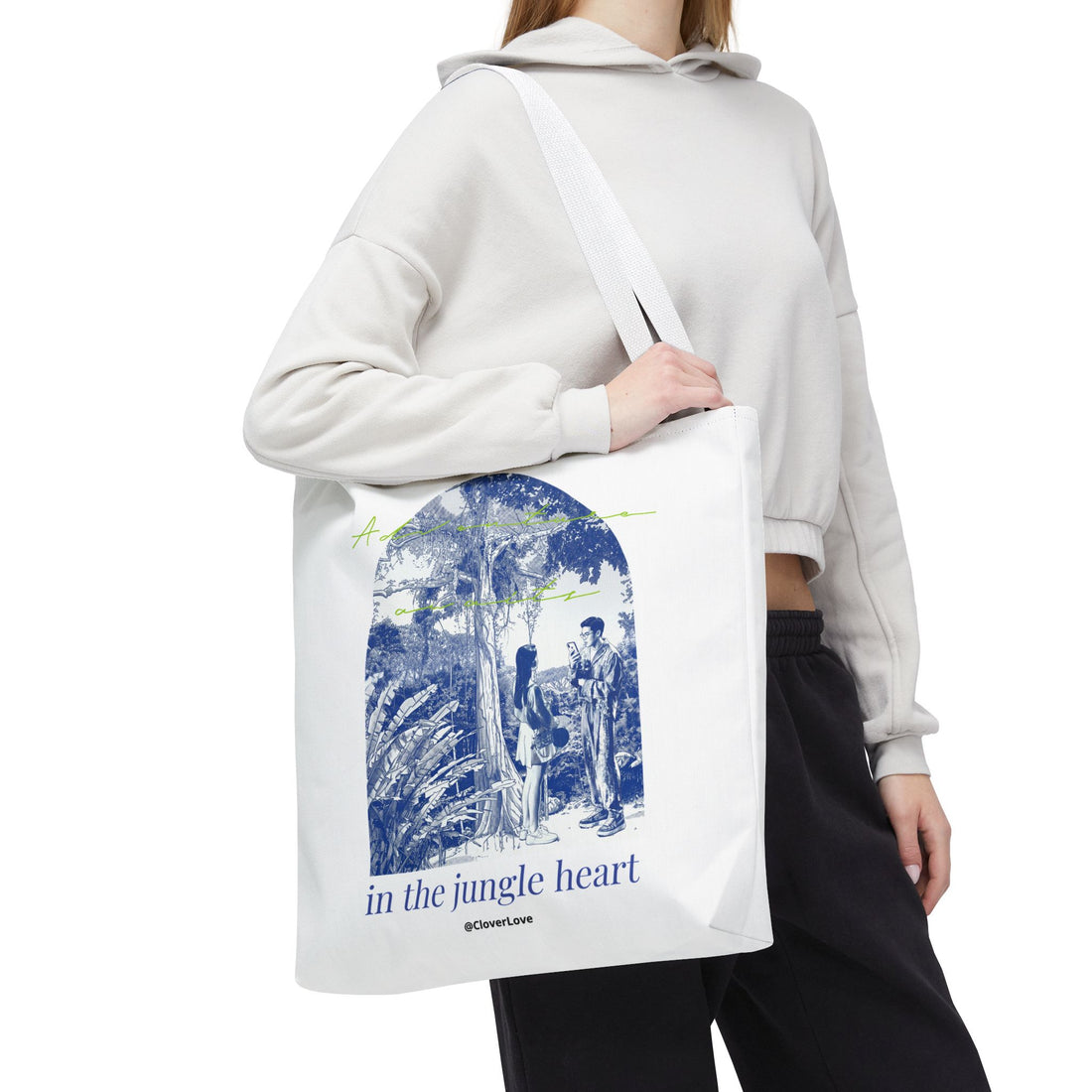 In The Jungle Heart Travel Tote Bag | Vintage Jungle Adventure Canvas Tote Bag