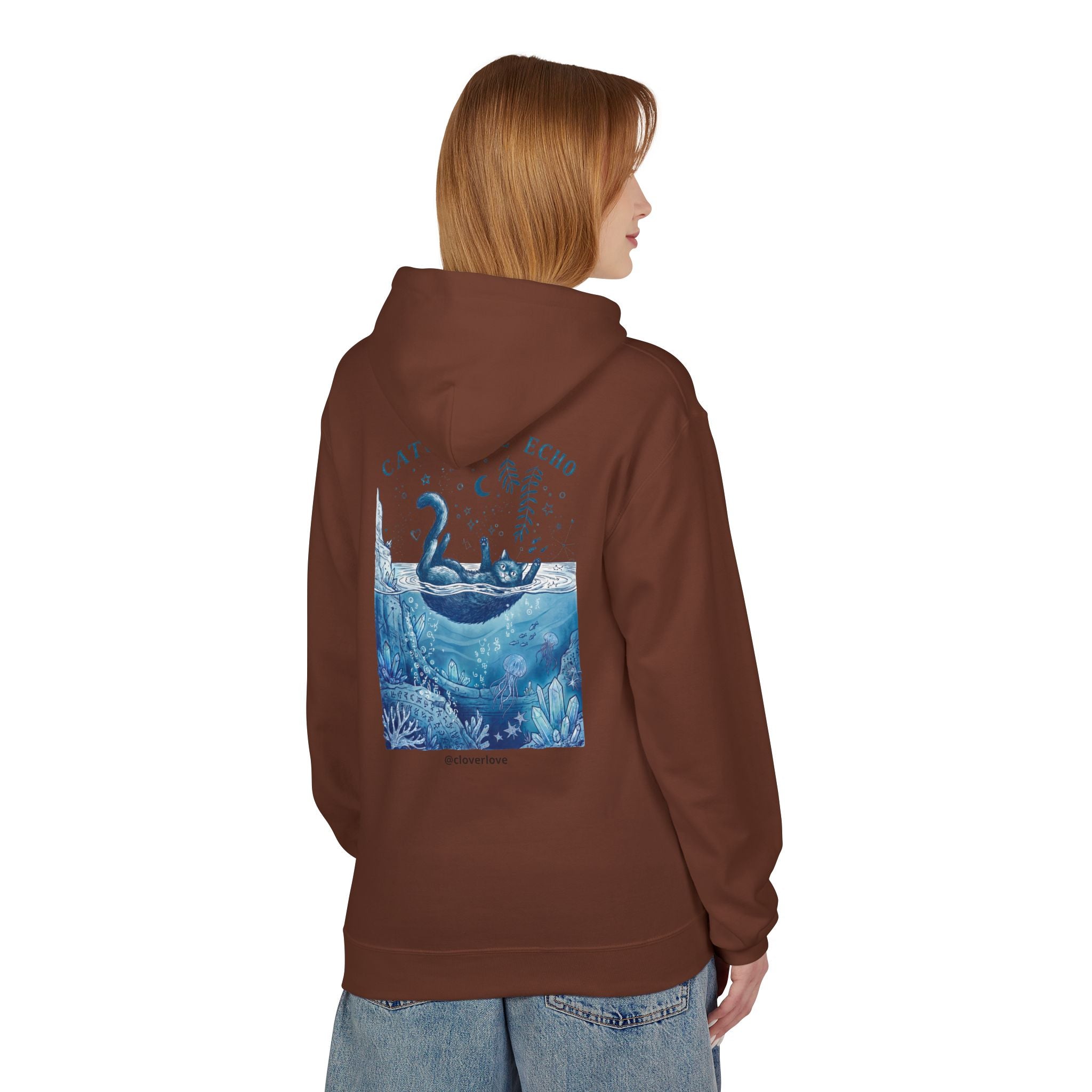 Katzen-Ozean-Abenteuer-Kapuzenpullover | Vintage Unterwasser-Grafik-Sweatshirt