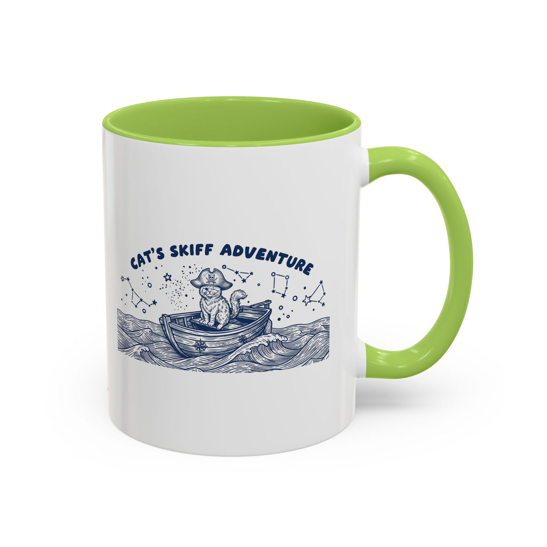 Cat's Skiff Adventure Ocean Mug - Cute Nautical Cat Lover Coffee Cup