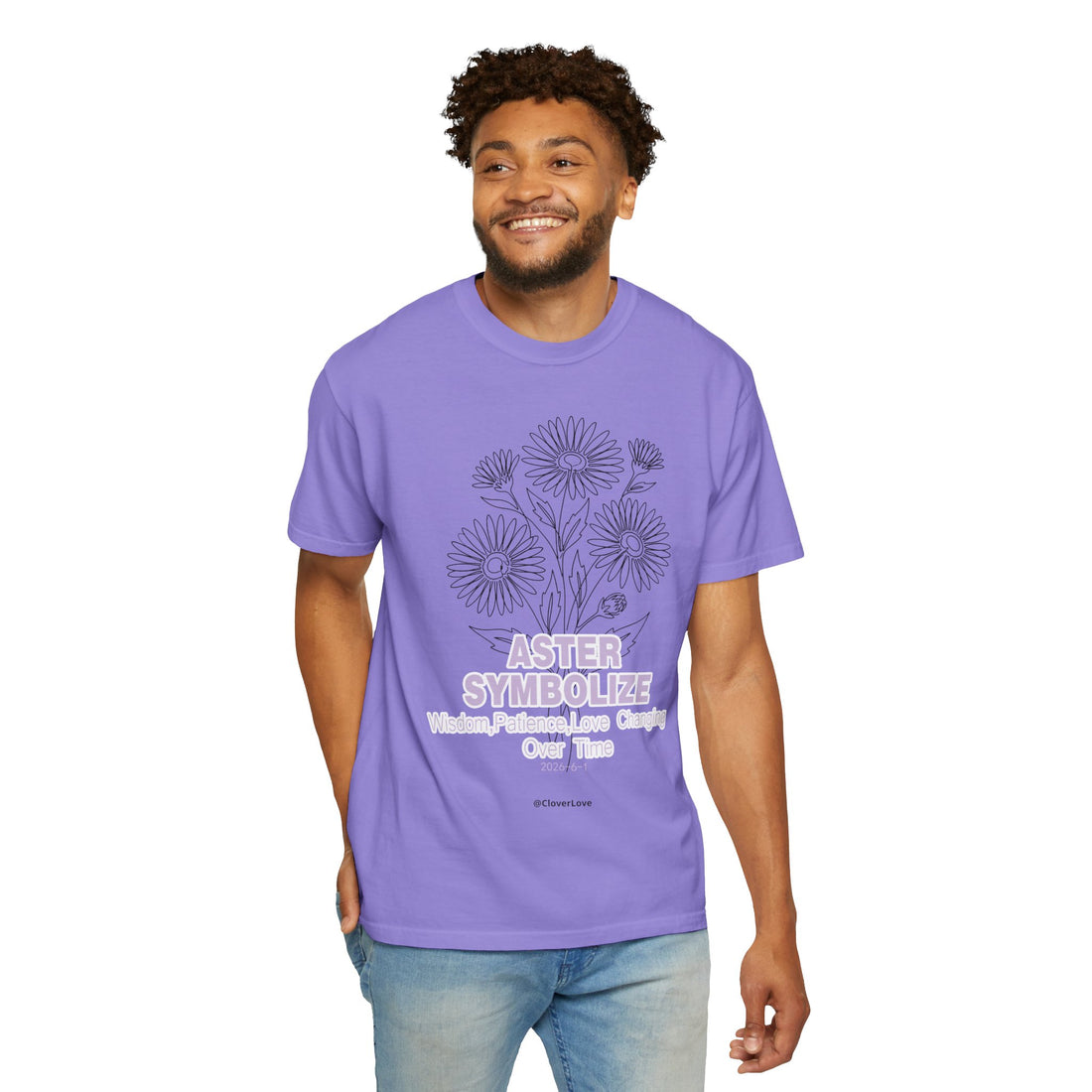 Aster Flower T-Shirt - Botanical Graphic Shirt for Flower Lovers