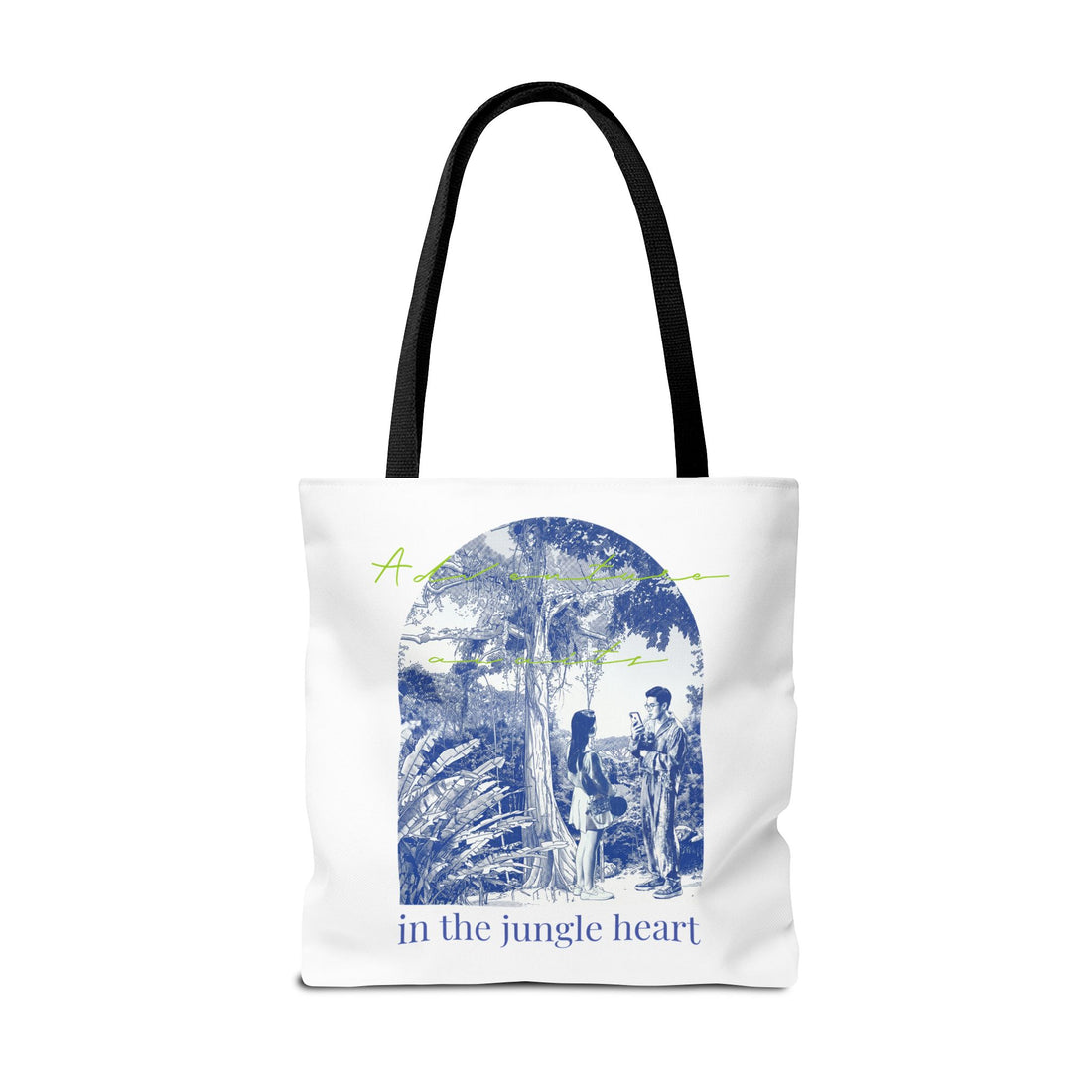 In The Jungle Heart Travel Tote Bag | Vintage Jungle Adventure Canvas Tote Bag
