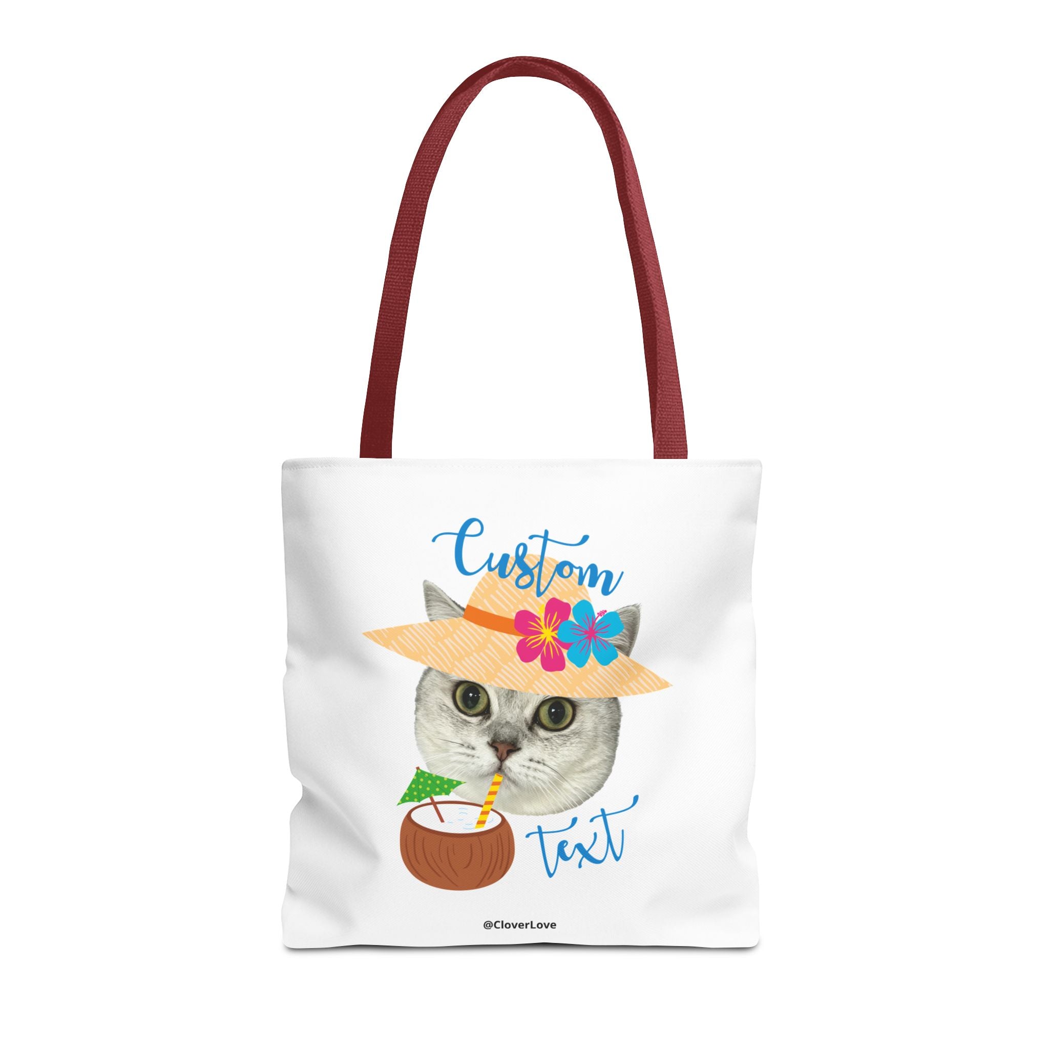 Summer Cat Tote Bag | Personalized Pet Photo Canvas Bag