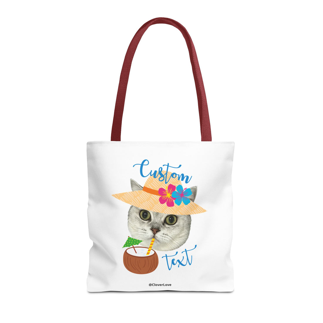 Summer Cat Tote Bag | Personalized Pet Photo Canvas Bag