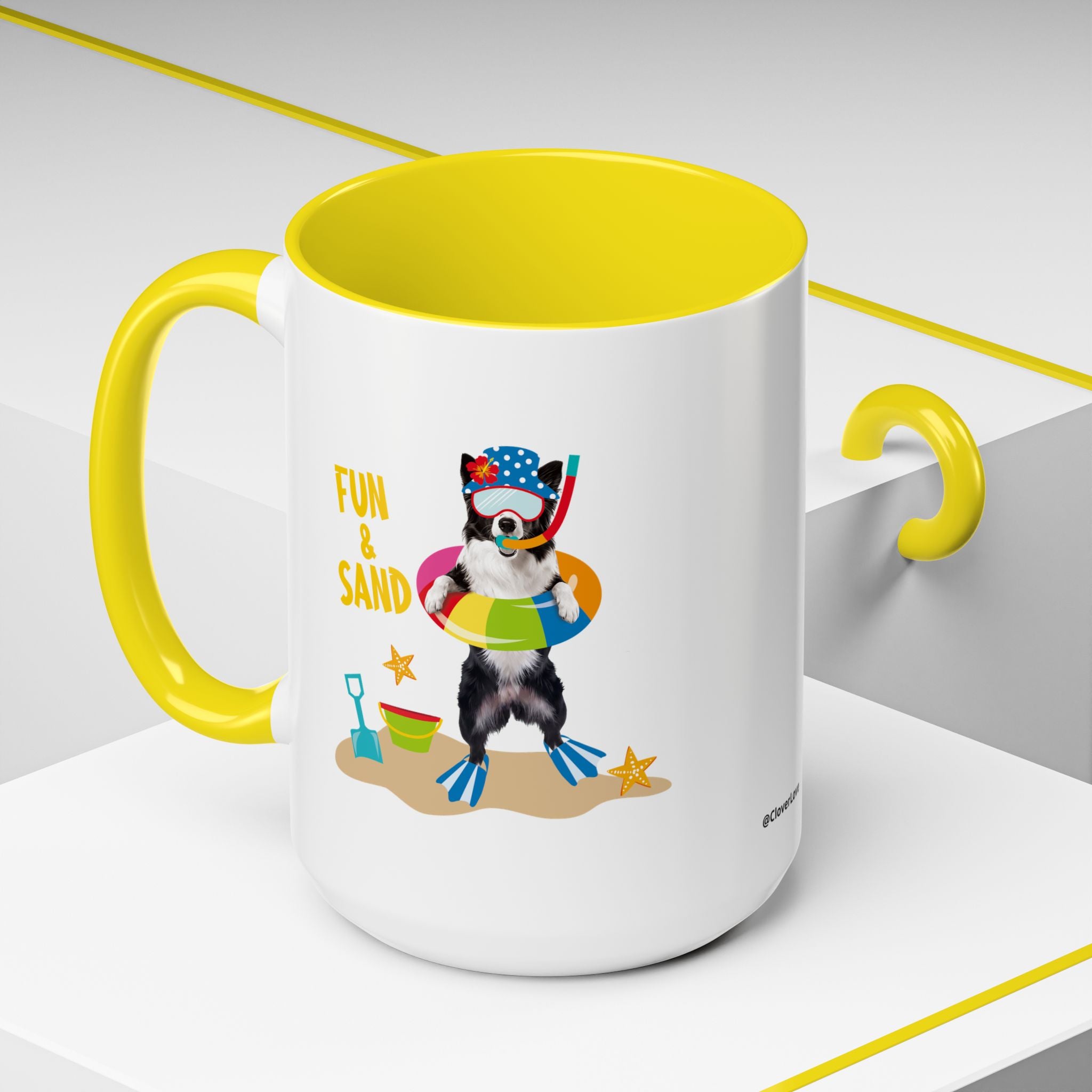 Sommer Tauchhund Tasse | Personalisierte Hundefoto Kaffeetasse mit individuellem Text