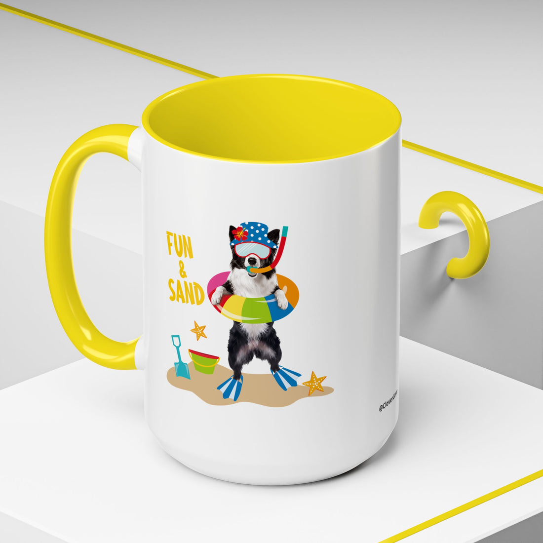 Sommer Tauchhund Tasse | Personalisierte Hundefoto Kaffeetasse mit individuellem Text