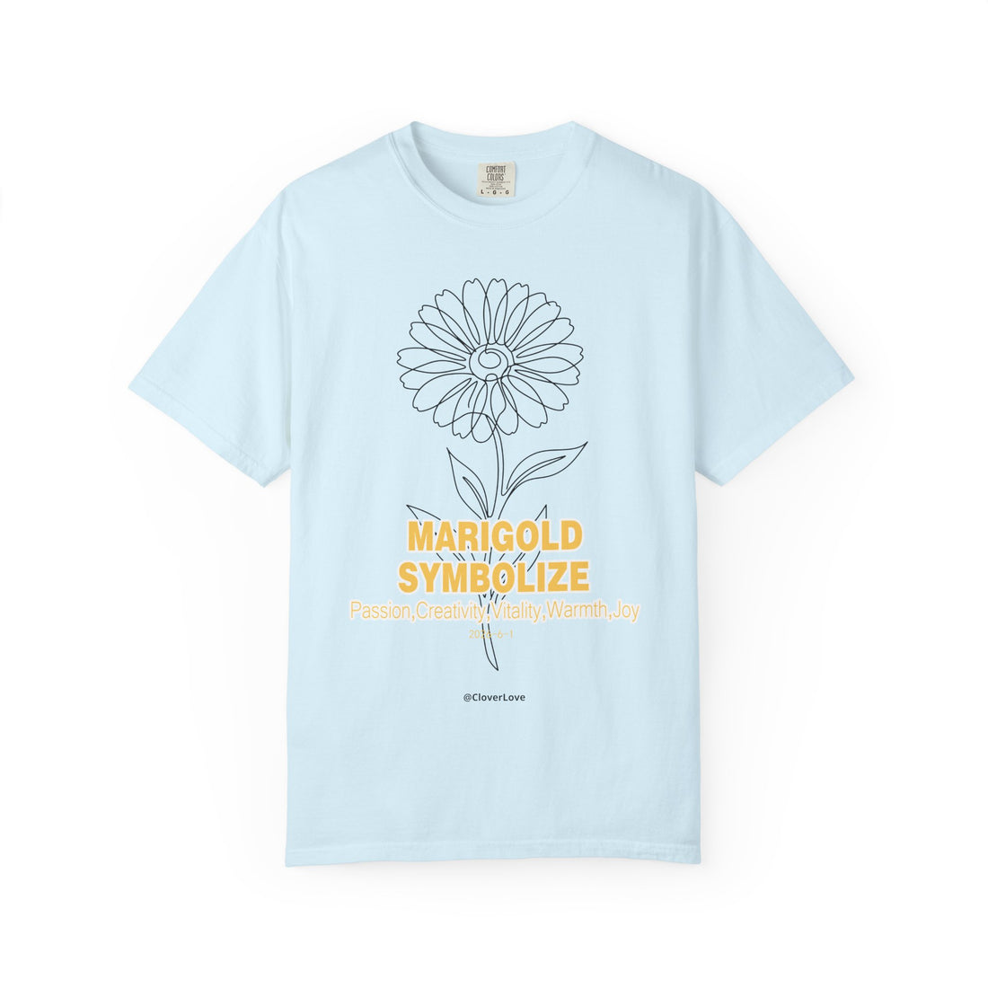 Marigold Flower T-Shirt - Botanical Graphic Shirt for Flower Lovers