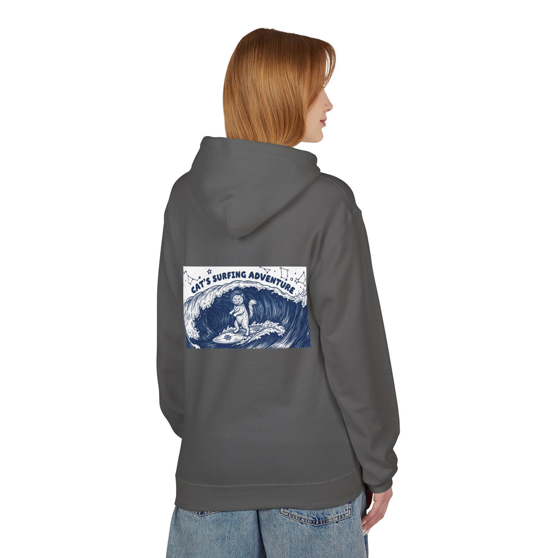 Cat's Surfing Adventure Hoodie | Vintage Ocean Graphic Sweatshirt