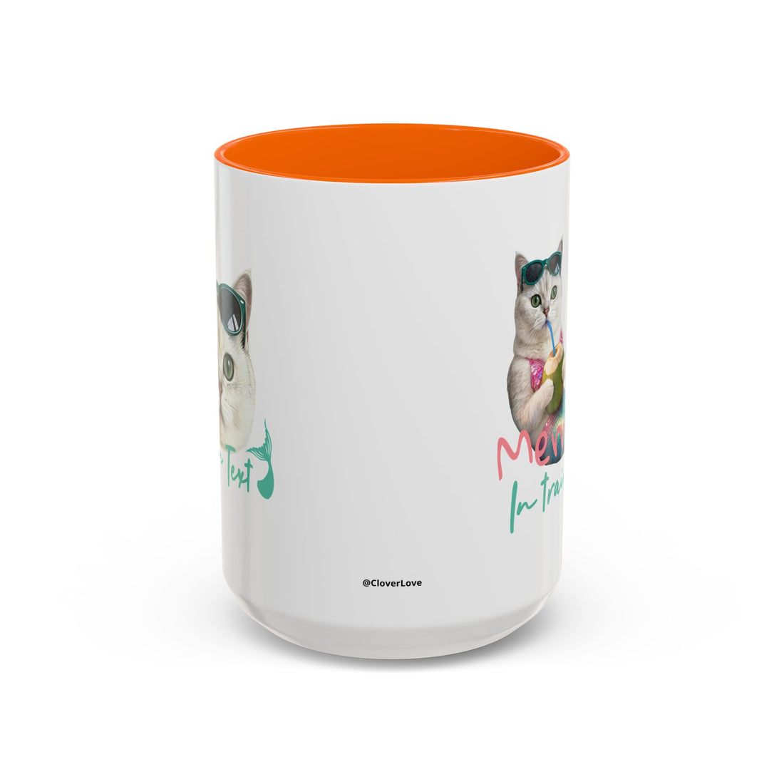 Meerjungfrauenkatze Sommer Tasse | Personalisierte Katzenkaffeetasse mit individuellem Text