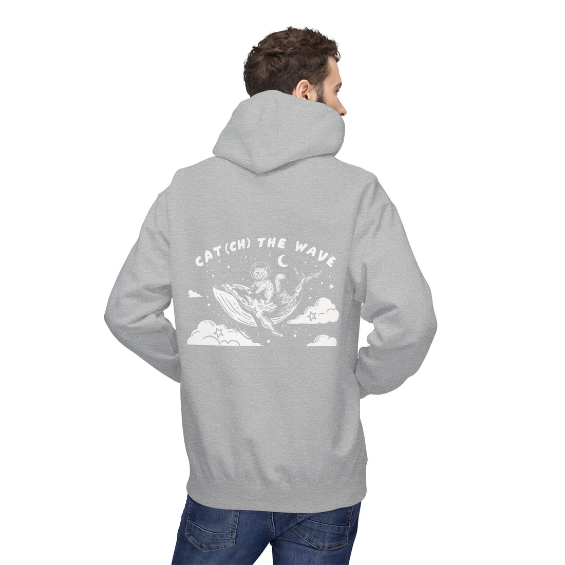 Cat & Whale Adventure Hoodie | Vintage Ocean Graphic Sweatshirt