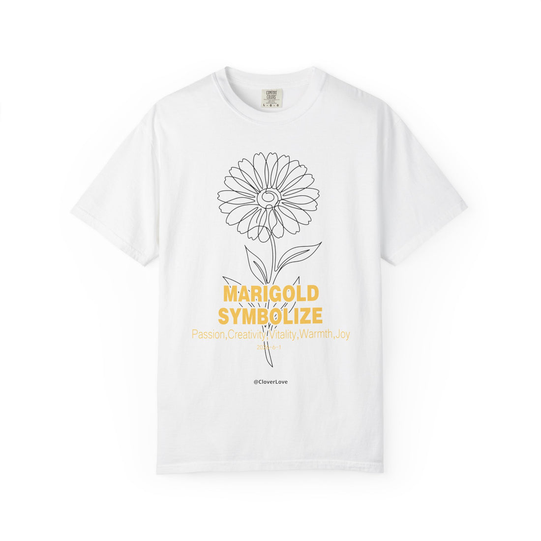 Marigold Flower T-Shirt - Botanical Graphic Shirt for Flower Lovers