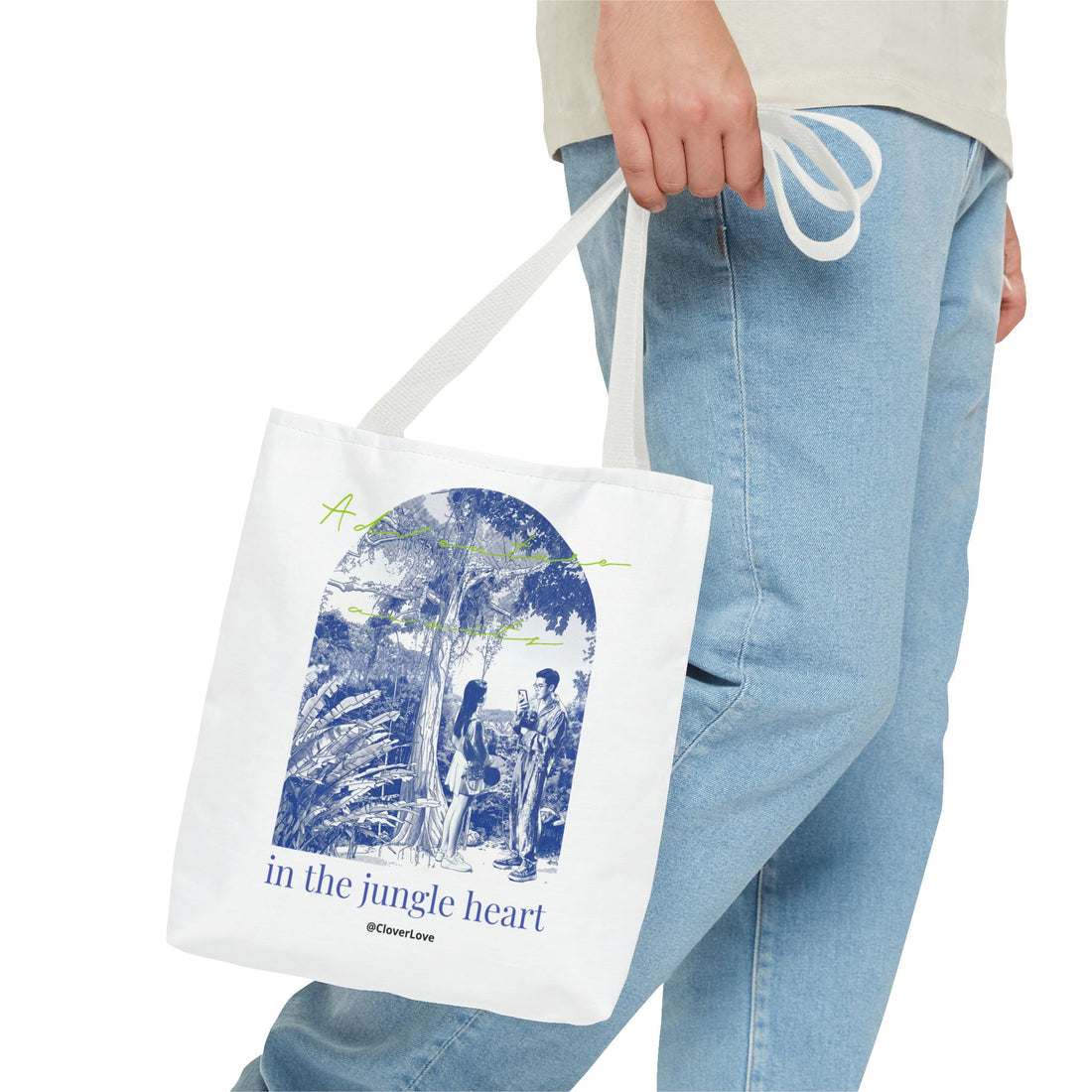 In The Jungle Heart Travel Tote Bag | Vintage Jungle Adventure Canvas Tote Bag
