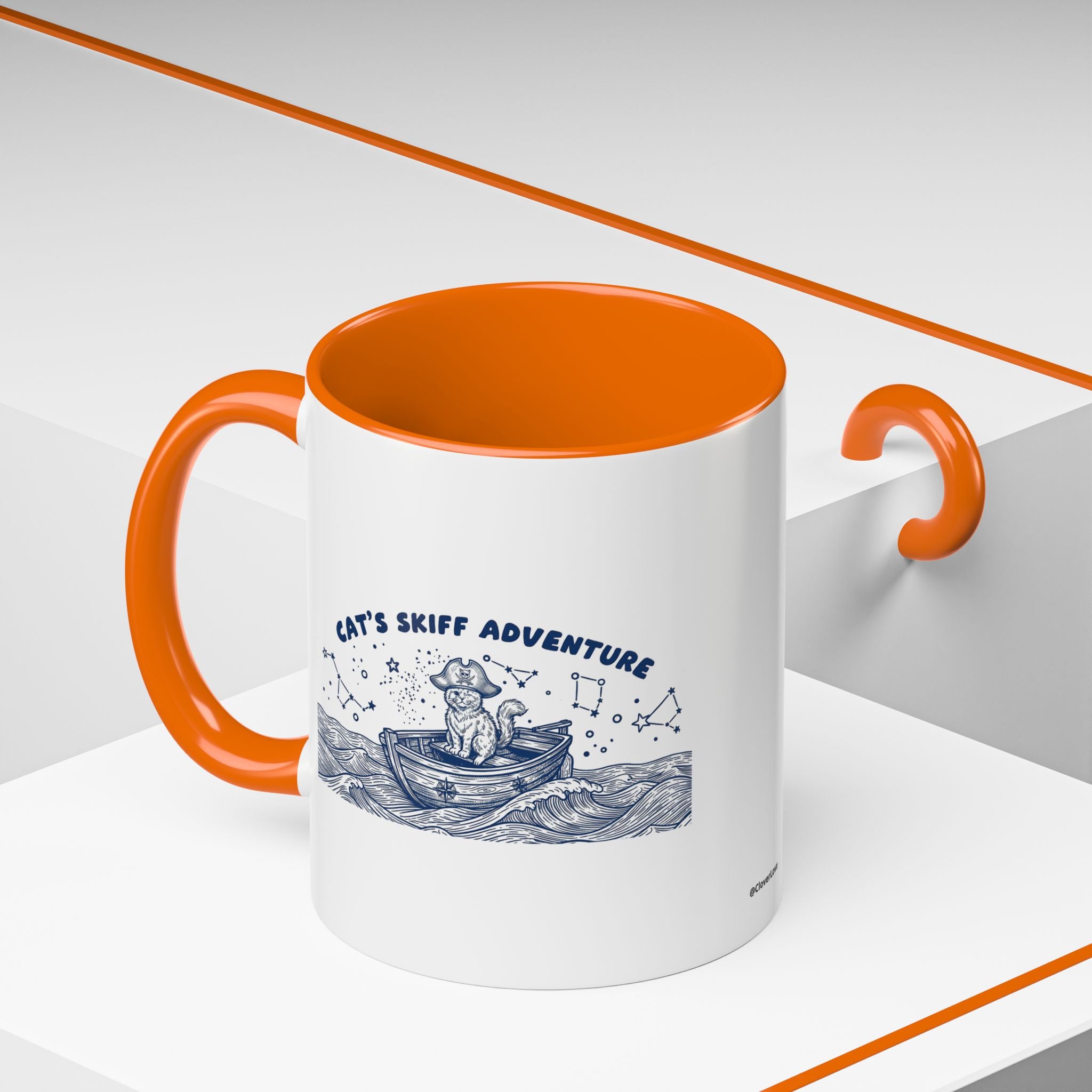 Cat's Skiff Adventure Ocean Mug - Cute Nautical Cat Lover Coffee Cup