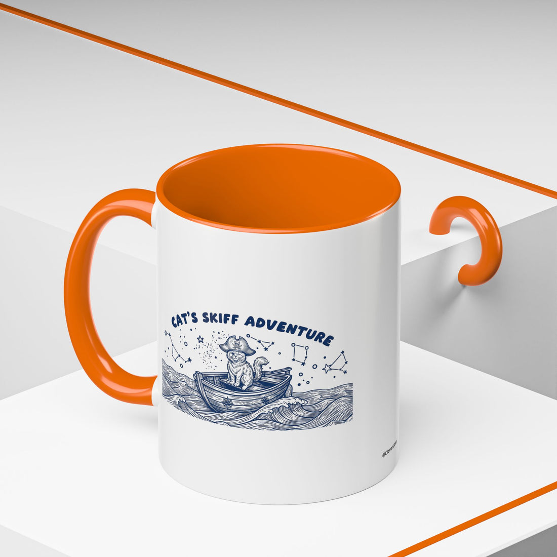 Cat's Skiff Adventure Ocean Mug - Cute Nautical Cat Lover Coffee Cup