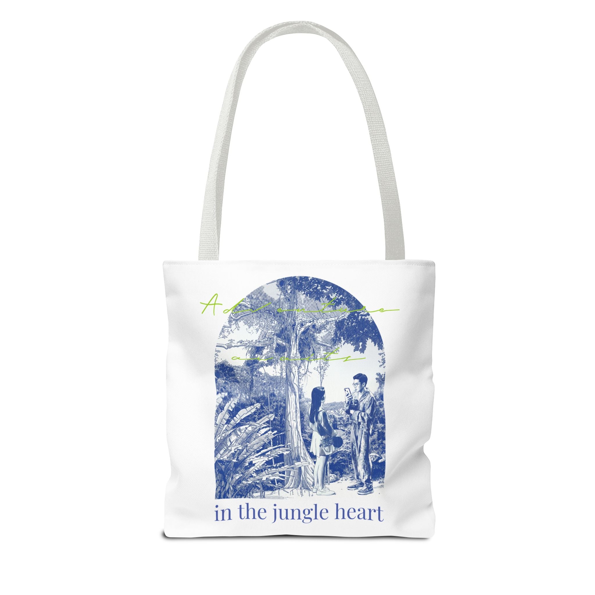 In The Jungle Heart Travel Tote Bag | Vintage Jungle Adventure Canvas Tote Bag
