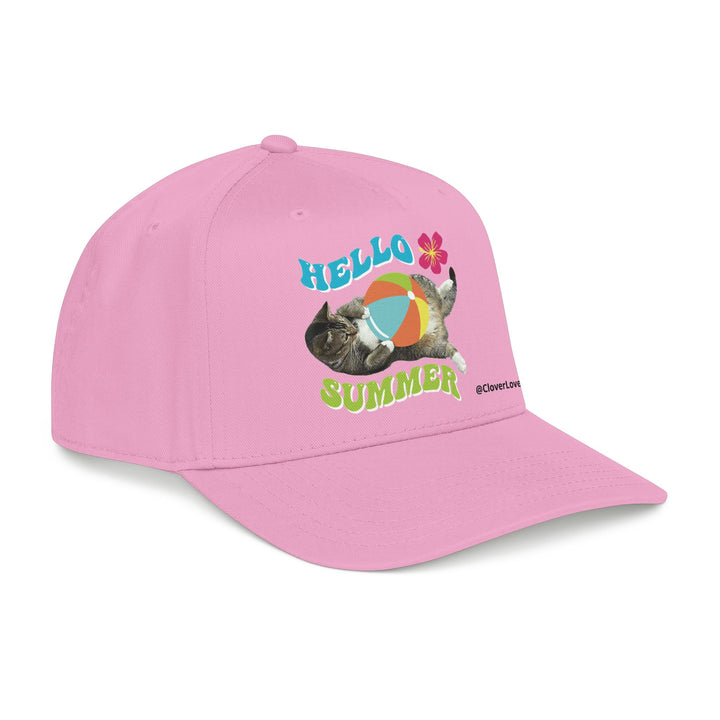 Hello Summer Cat Hat | Cute Cat Baseball Cap With Beach Ball Design