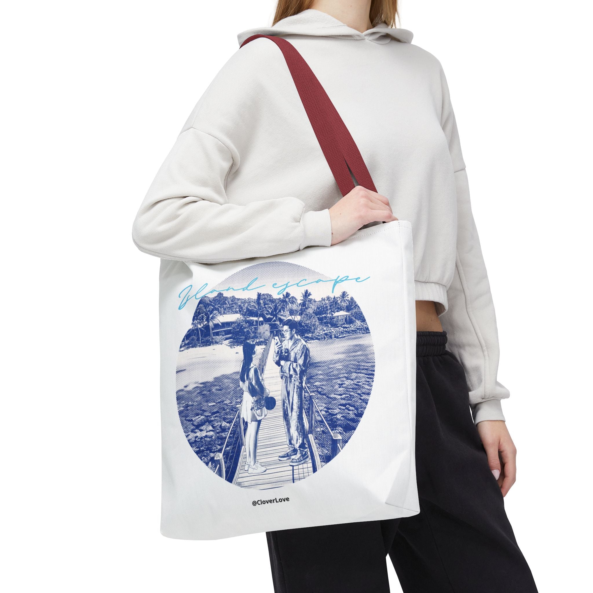 Island Escape Tote Bag | Vintage Beach Travel Canvas Bag