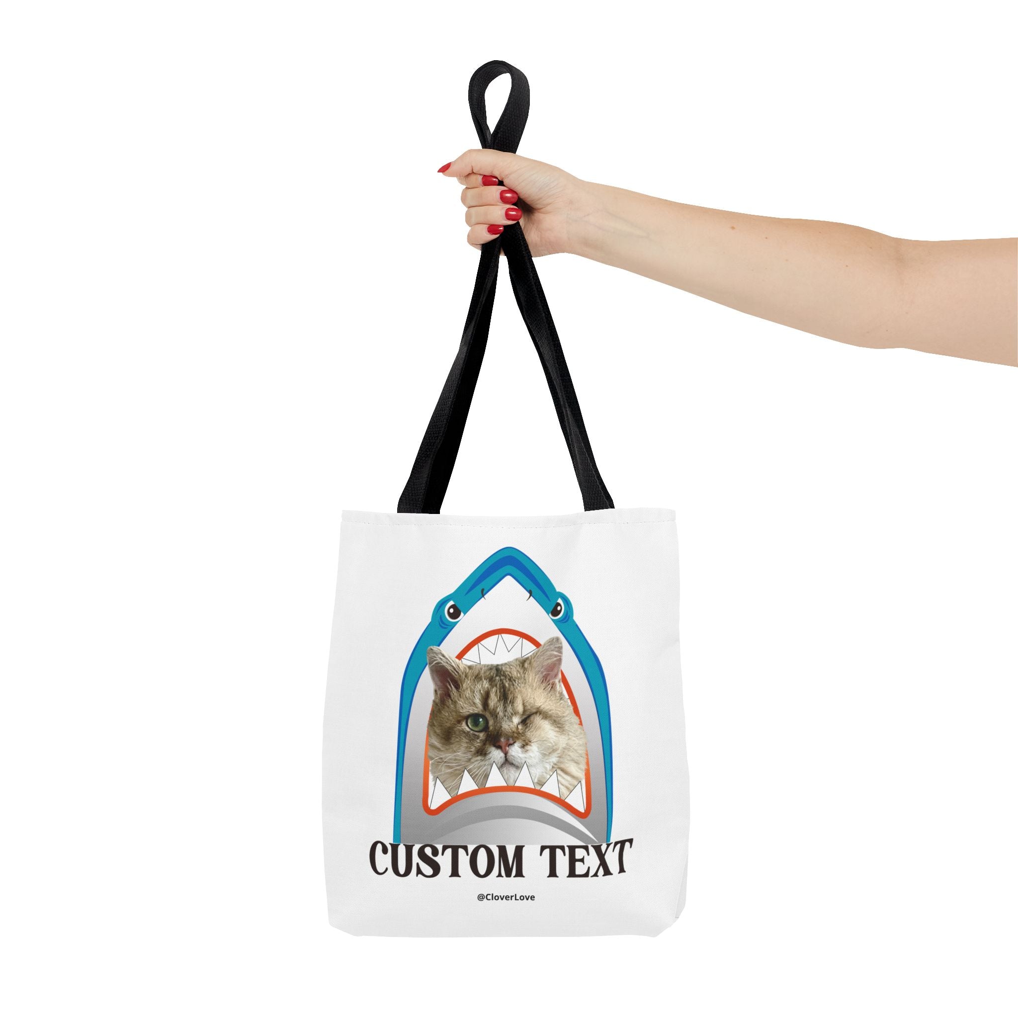 Funny Cat Tote Bag | Custom Pet Photo Shark Summer Bag