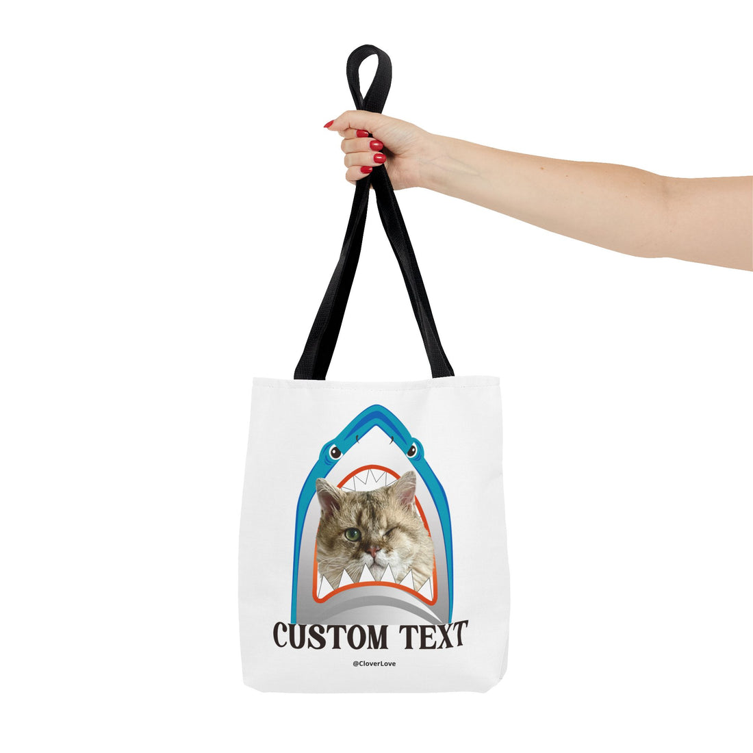 Funny Cat Tote Bag | Custom Pet Photo Shark Summer Bag