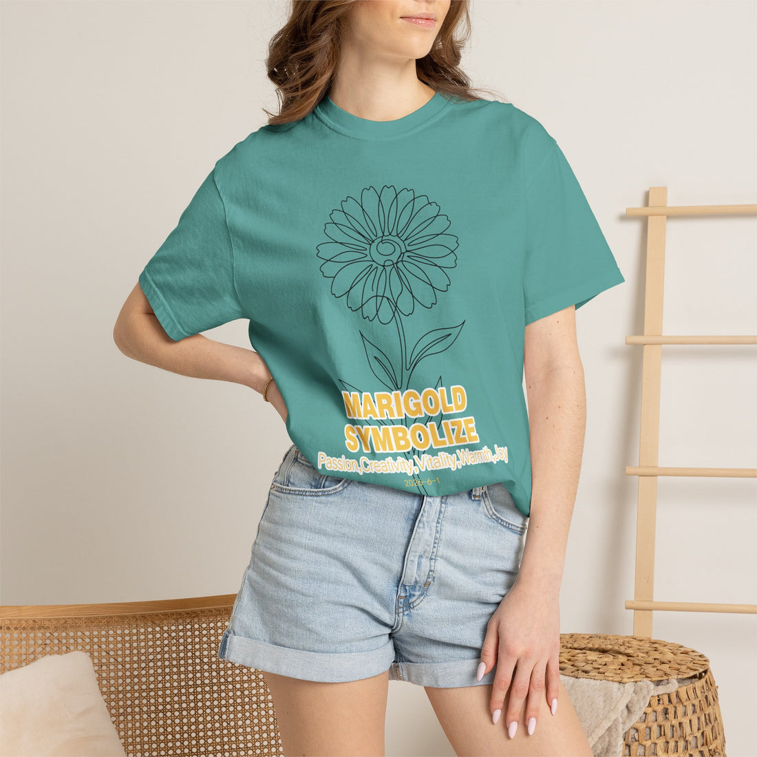 Marigold Flower T-Shirt - Botanical Graphic Shirt for Flower Lovers