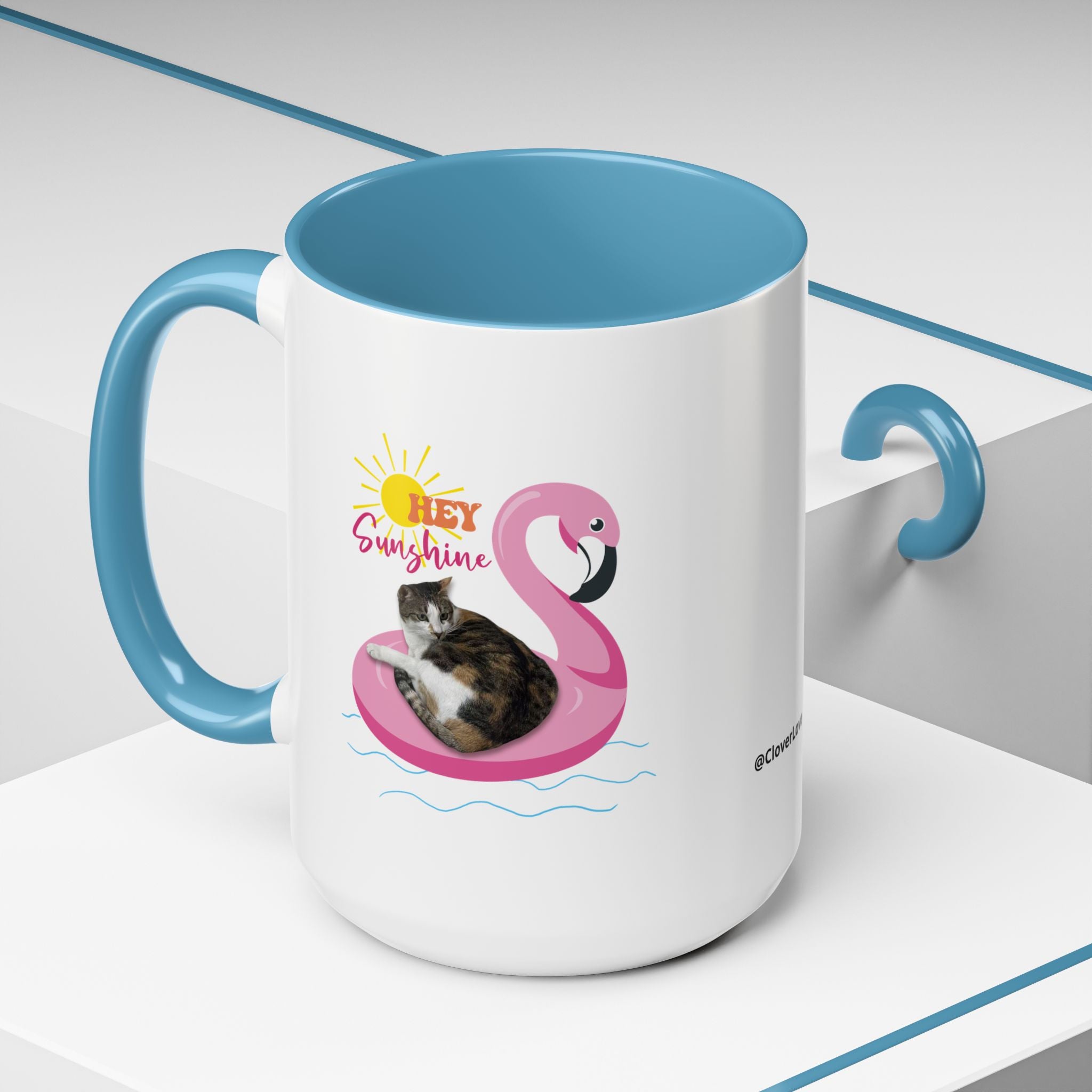 Cool Cat Summer Mug | Personalized Cat Photo Coffee Cup With Custom Text