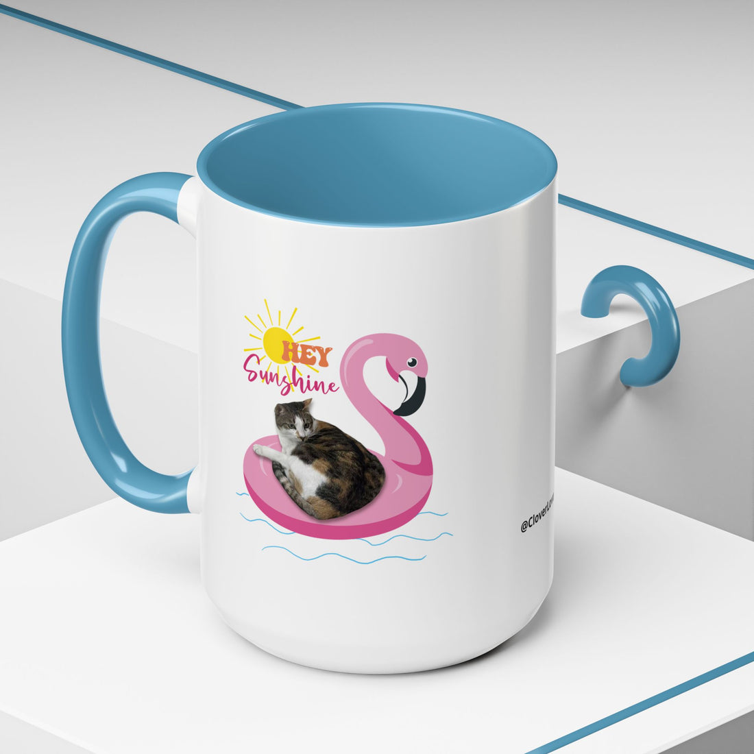Cool Cat Summer Mug | Personalized Cat Photo Coffee Cup With Custom Text
