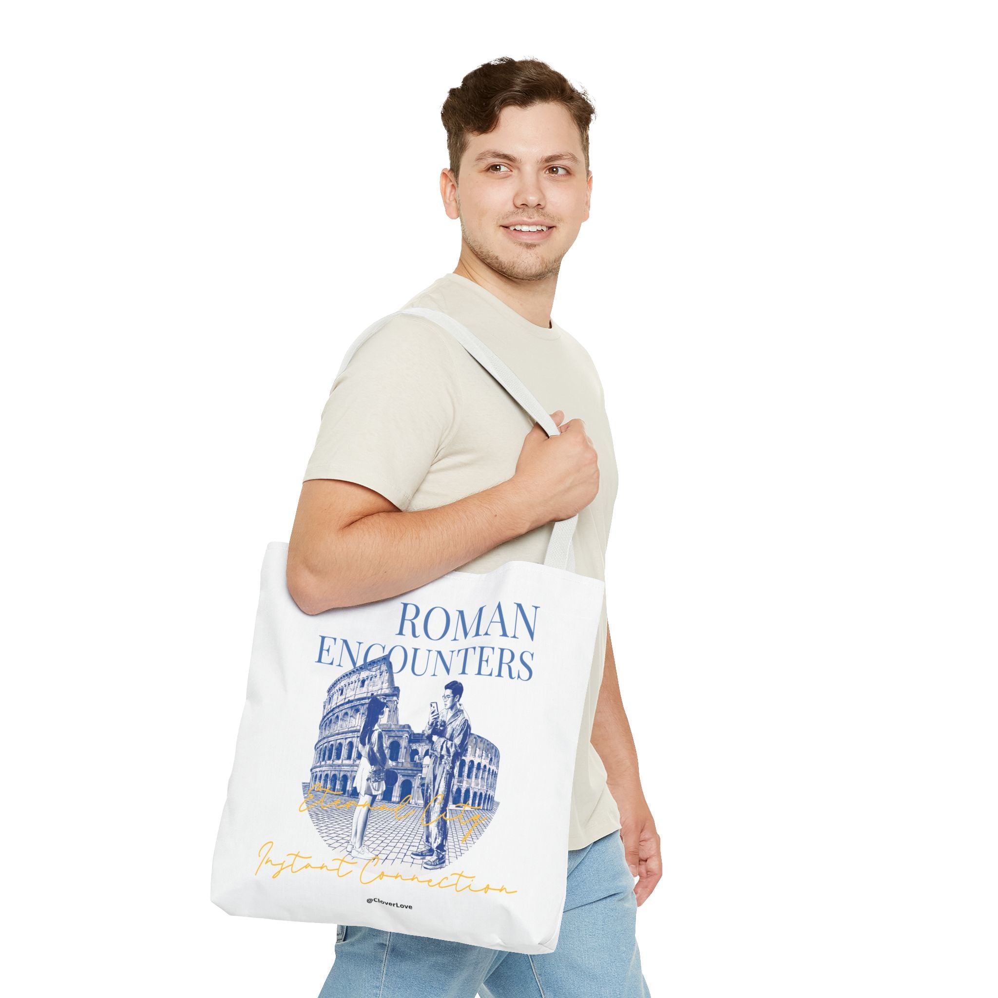 Roman Encounter Travel Tote Bag | Vintage Italy Rome Colosseum Canvas Tote Bag for Travel Lovers