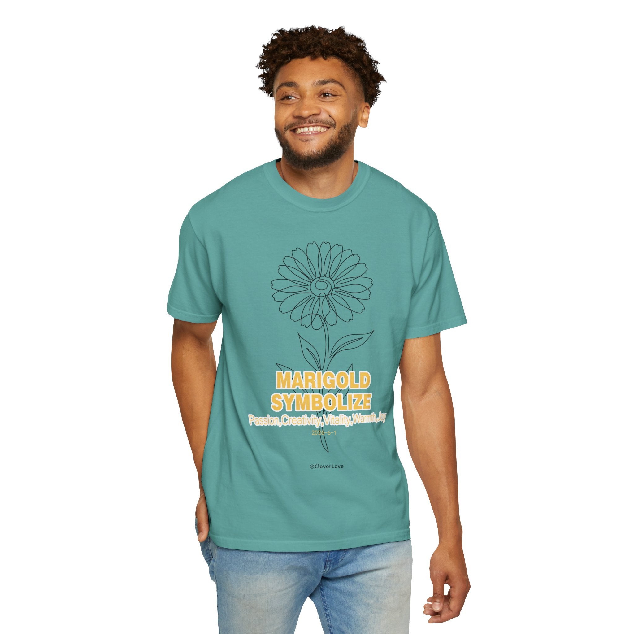 Marigold Flower T-Shirt - Botanical Graphic Shirt for Flower Lovers