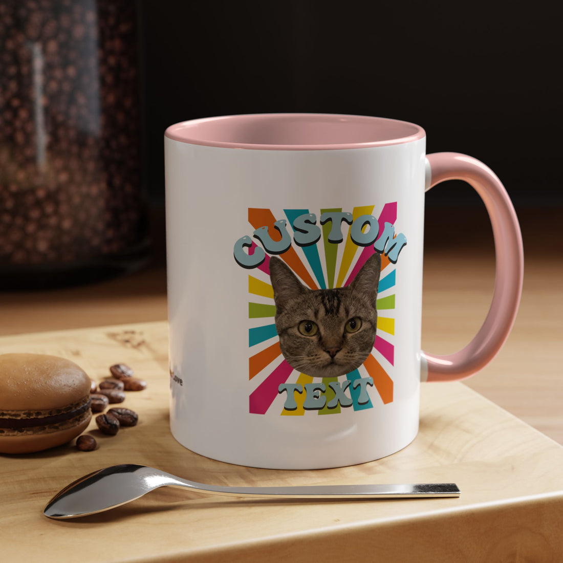 Retro Custom Cat Mug | Personalized Pet Photo Coffee Cup With Custom Text