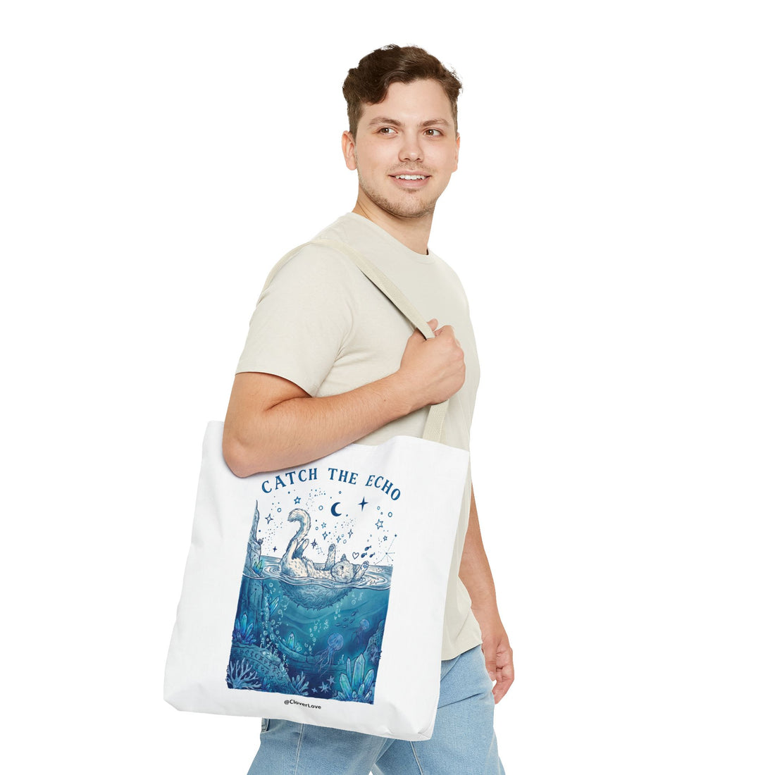Cat Ocean Adventure Tote Bag | Vintage Underwater Graphic Canvas Bag