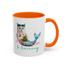 Meerjungfrauenkatze Sommer Tasse | Personalisierte Katzenkaffeetasse mit individuellem Text