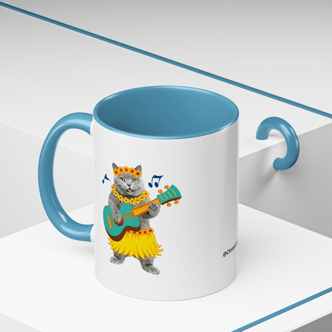Tropical Summer Cat Mug | Personalized Pet Photo Coffee Cup With Custom Text