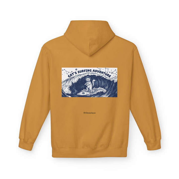 Katzen-Surf-Abenteuer Hoodie | Vintage Meeres-Grafik Sweatshirt