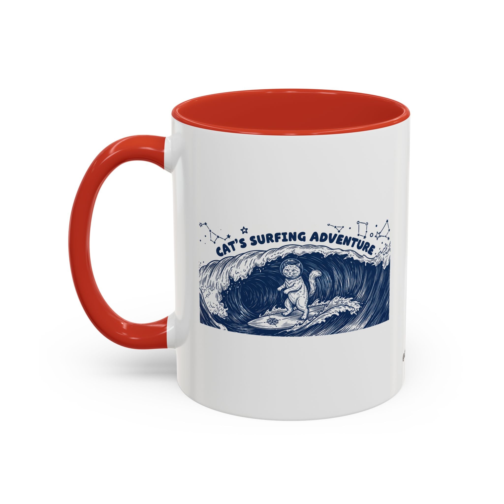 Cat's Surfing Adventure Ocean Wave Mug - Cute Cat Lover Coffee Cup