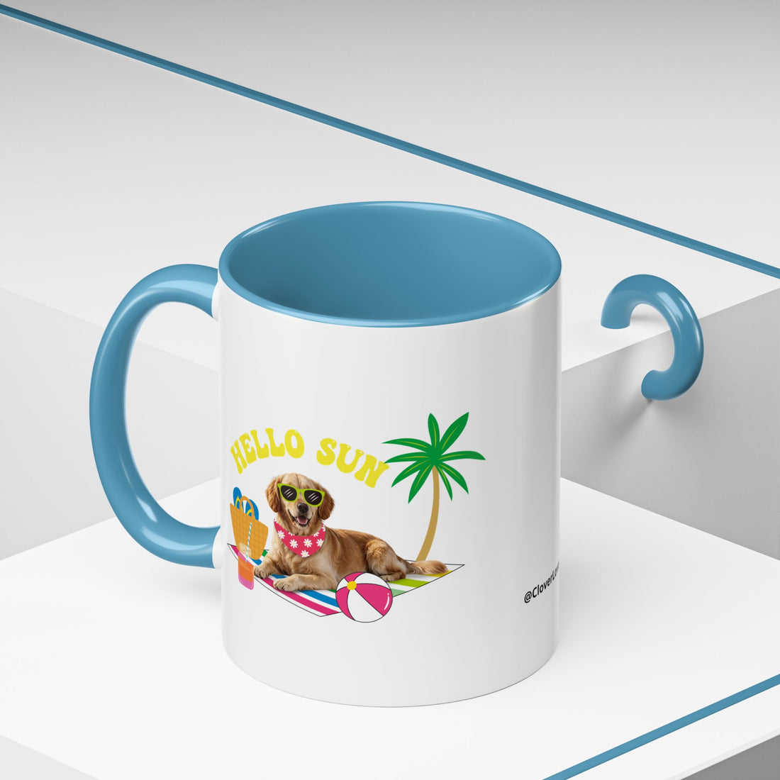 Cute Summer Dog Mug | Personalized Dog Photo Coffee Cup With Custom Text