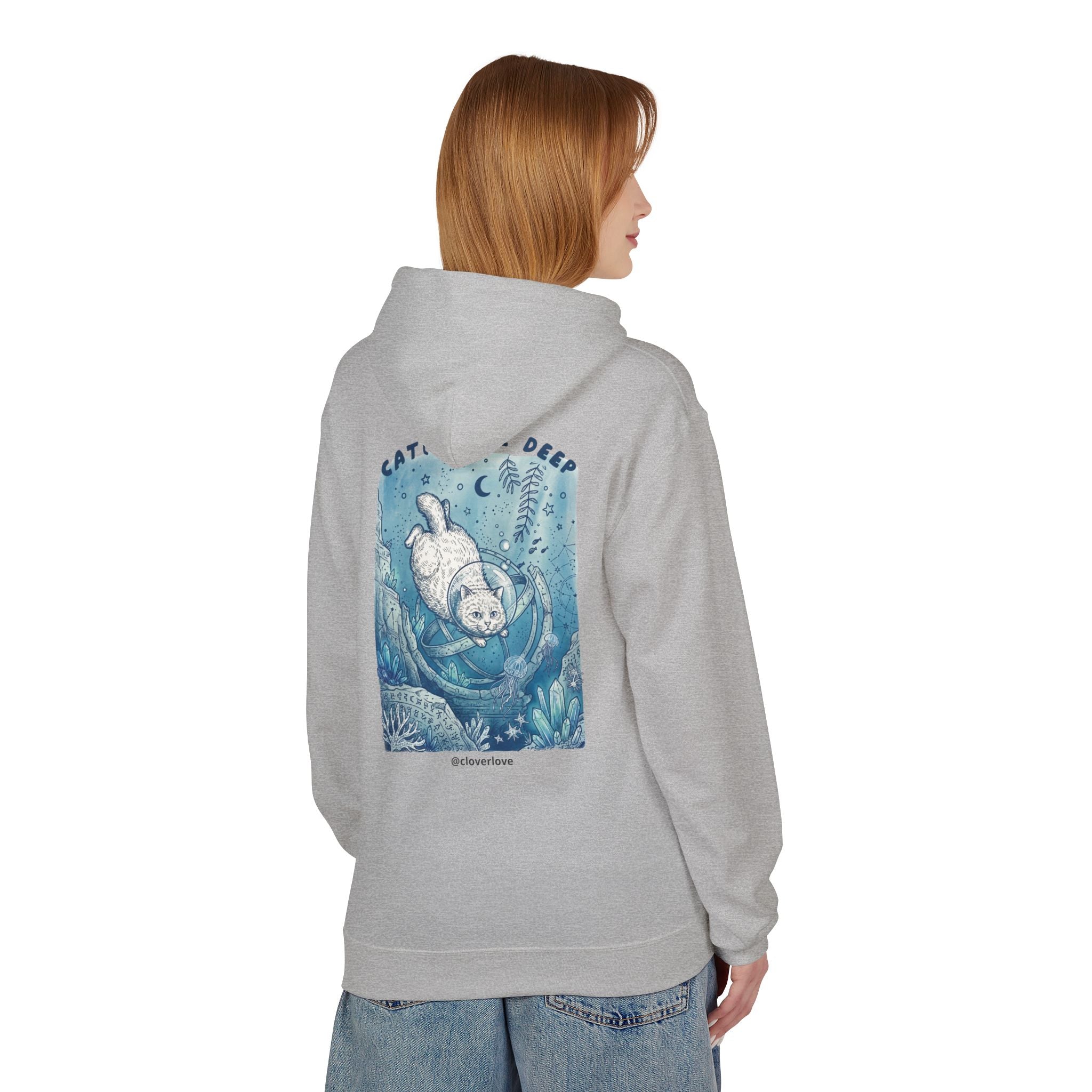 Katzen-Tiefseeabenteuer-Kapuzenpulli | Vintage Ozeanforscher Grafik-Sweatshirt