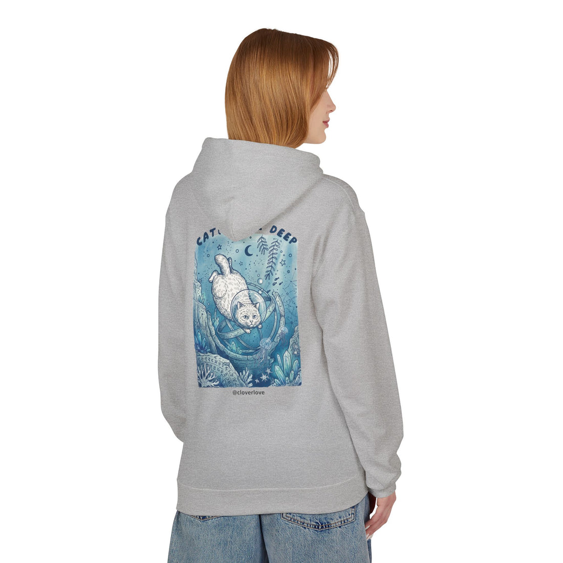 Katzen-Tiefseeabenteuer-Kapuzenpulli | Vintage Ozeanforscher Grafik-Sweatshirt